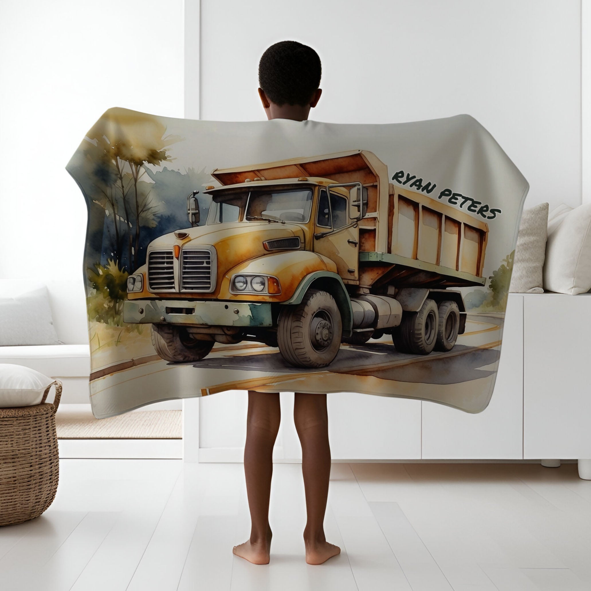 Construction personalized blanket for newborn and kids - Hefty Hauler