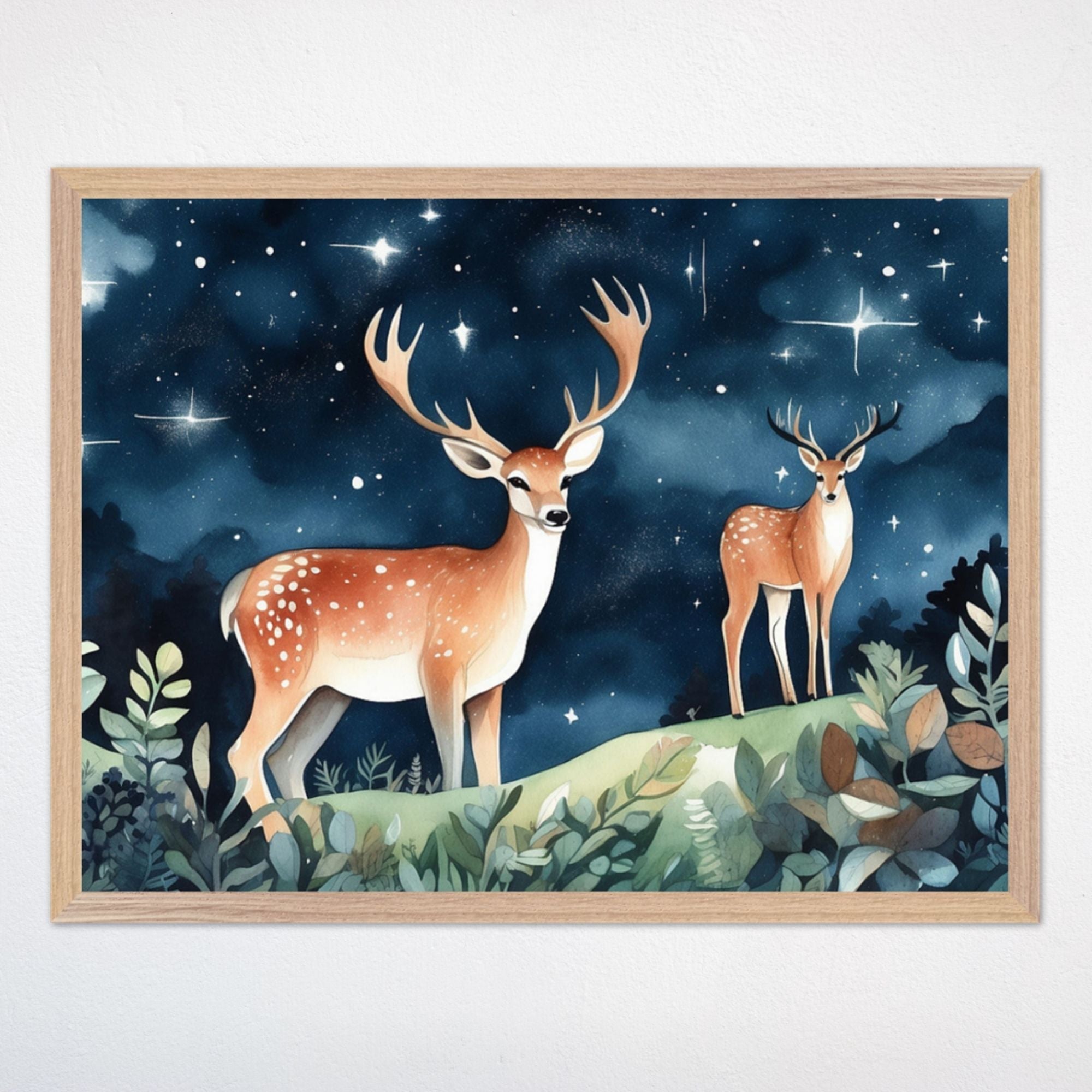 Deer Wall Art for Playroom and Kids Rooms - Celestial Stag Watch