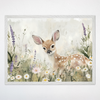 Wildflower Wall Art for Nursery, Playroom or Kids Bedrooms - Woodland Deer with Lavender and Daisies - Daisy Fawn