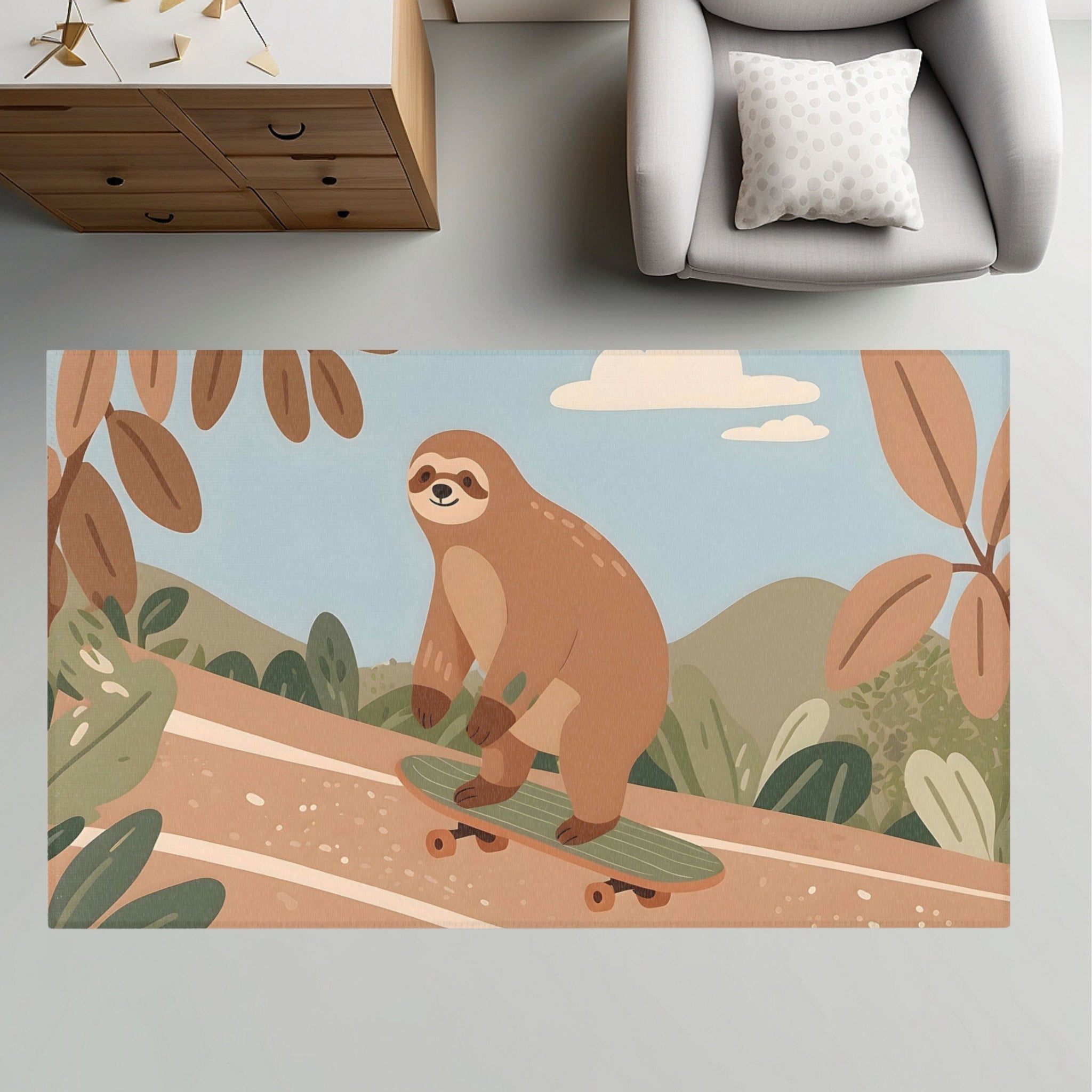 Sloth Area Rug for Kids and Nursery Rooms - Relaxed Roller