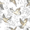 Bird Peel and Stick or Traditional Wallpaper - Nesting Sparrows