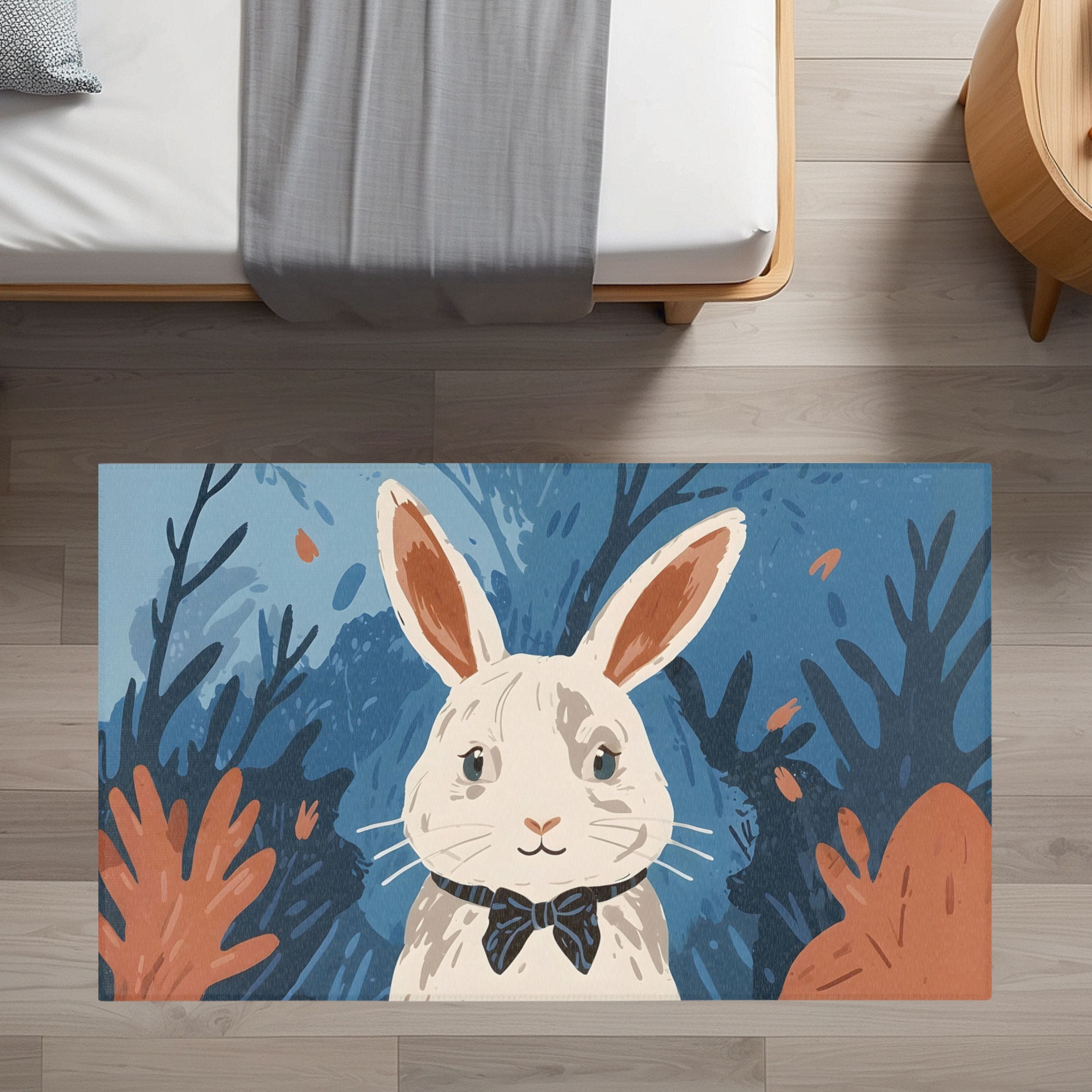 Bunny Area Rug for Kids and Nursery Rooms - Hoppy Days