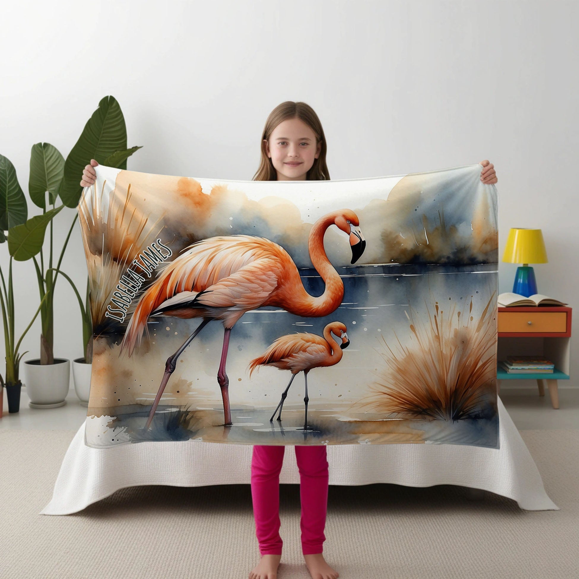 Flamingo personalized blankets for kids and babies - Flamingo Fun