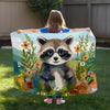 Raccoon personalized blanket for babies and kids - Raccoon Bloom