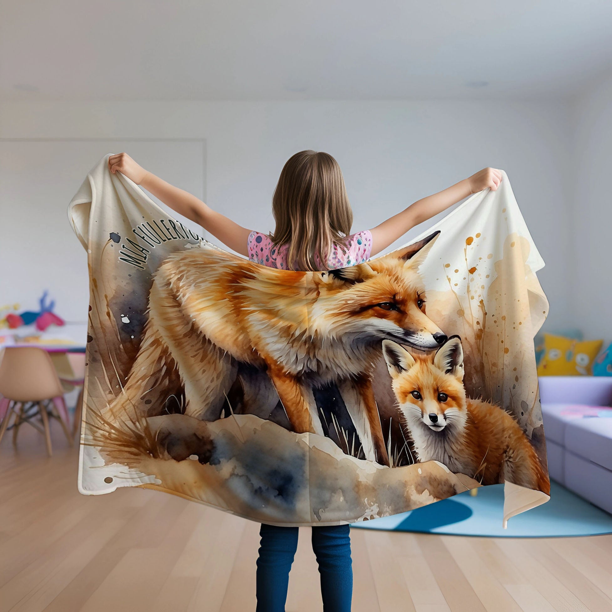 Fox personalized name blankets - Cunning Cuties