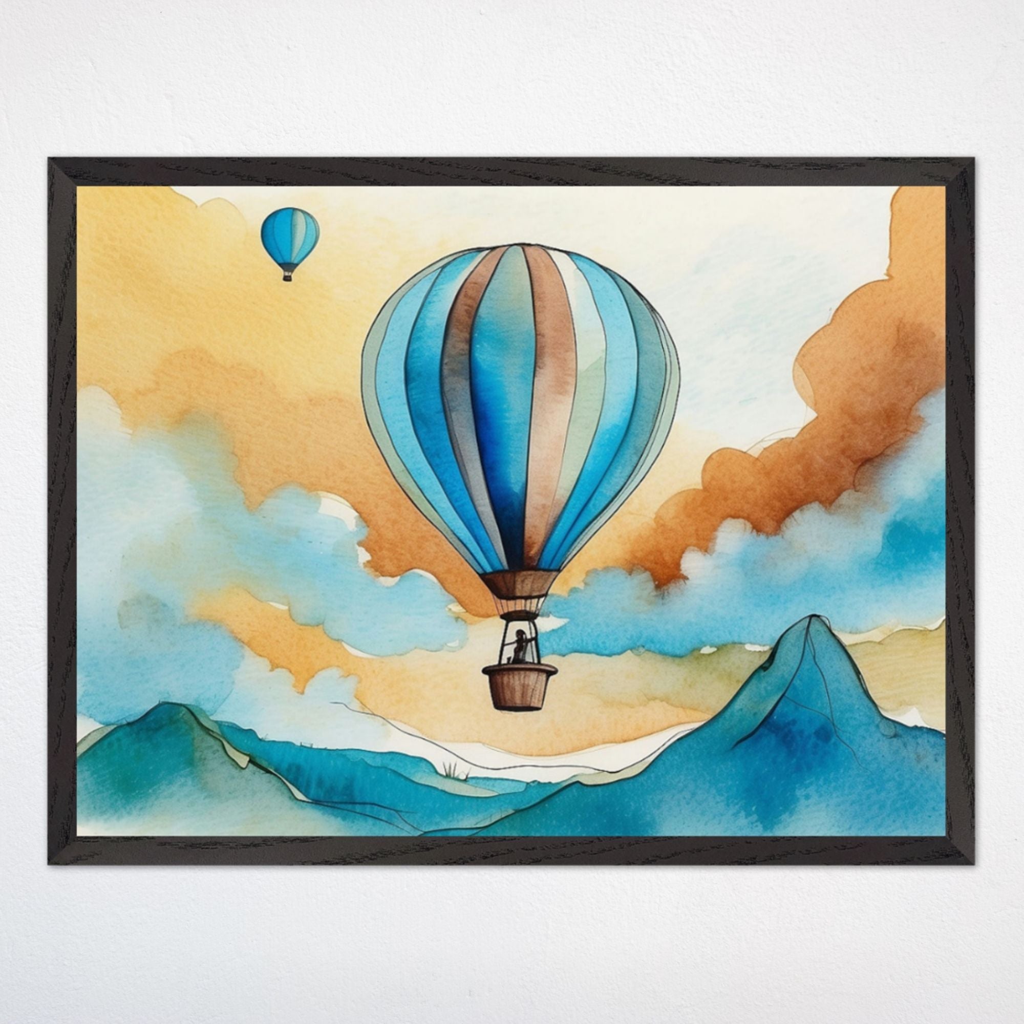 Hot Air Balloon Wall Decor for Kids and Baby Rooms - Balloon Over Bluffs