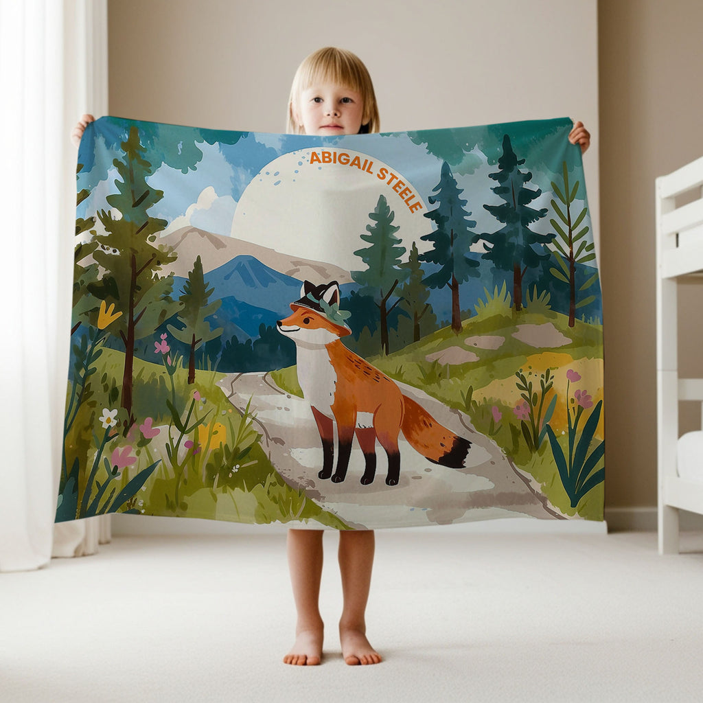 Fox personalized blanket for newborn and kids - Fox on Patrol