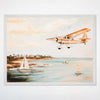 Airplane Wall Art for Nursery, Playroom or Kids Bedrooms - Vintage Seaplane Flying Over Coastal Waters with Sailboats Decor - Coastal Soar