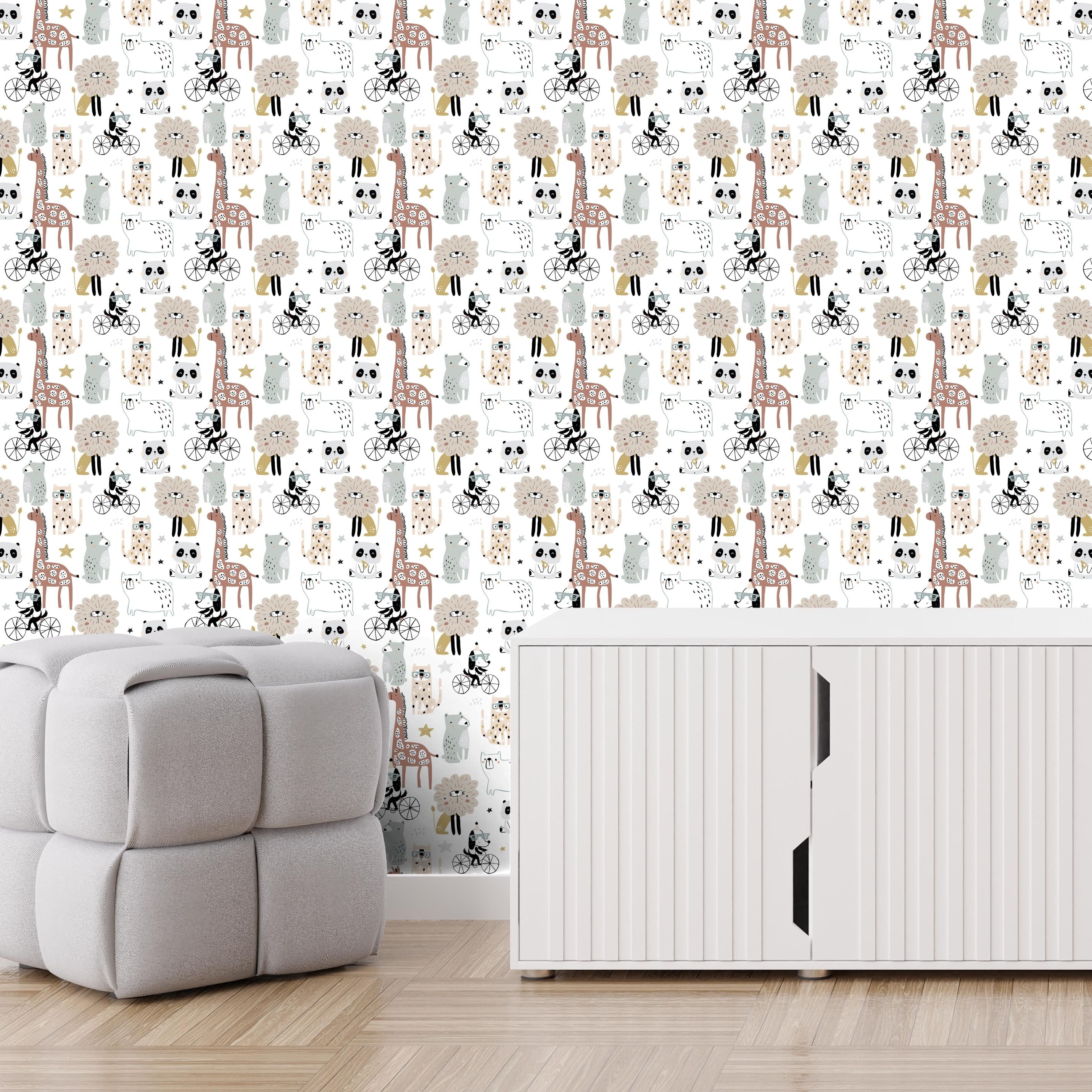 Traditional or Peel and Stick Animal Wallpaper - Animal Parade