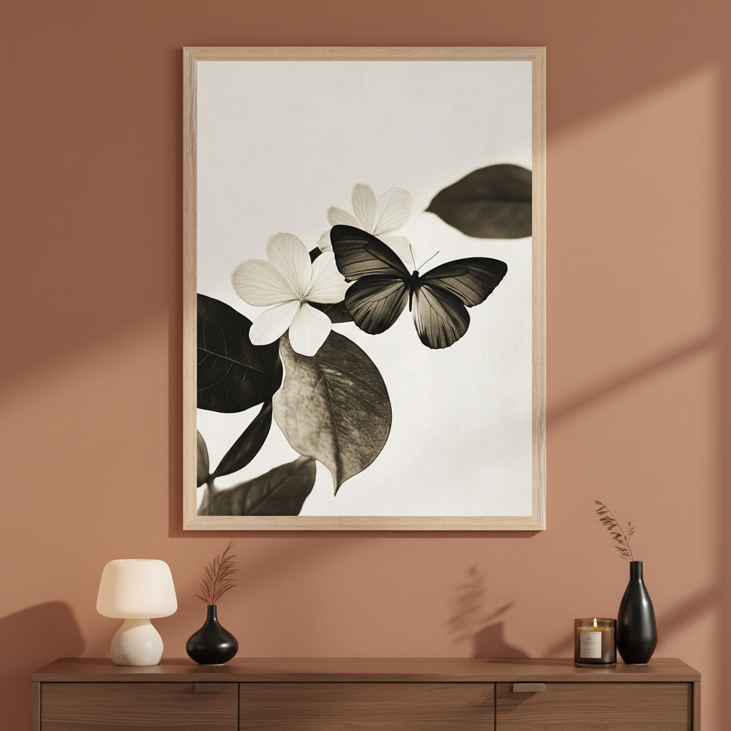 Graceful Bloom - Butterfly Framed Wall Art for Living Room, Bedroom or Office