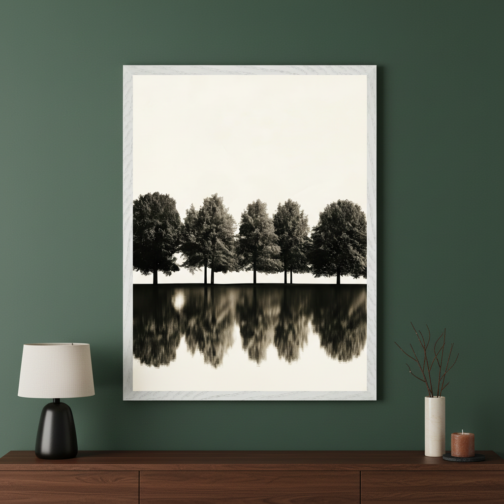 Still Reflections - Trees Framed Wall Art for Living Room, Bedroom or Office
