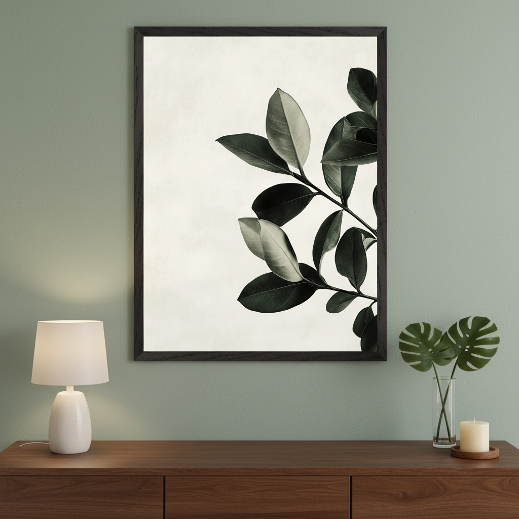 Verdant Grace - Leaves Framed Wall Art for Living Room, Bedroom or Office