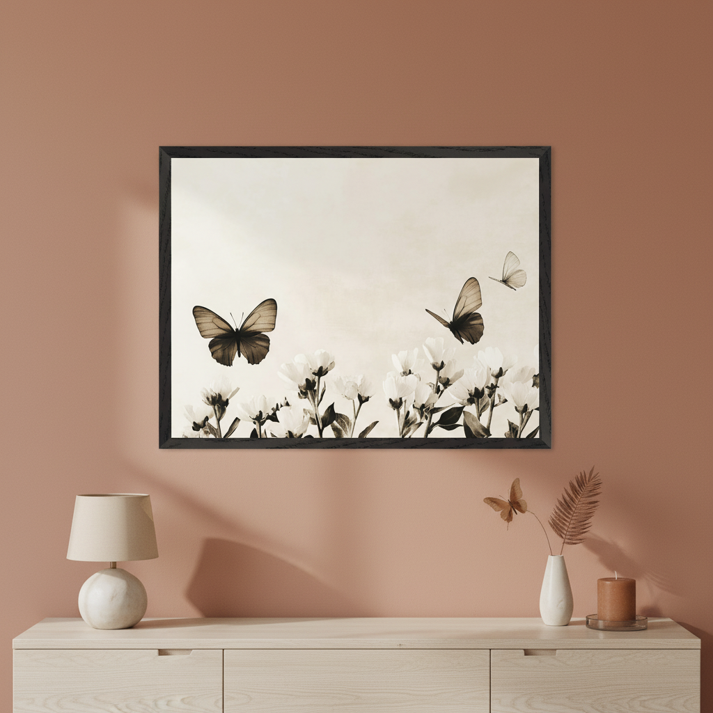 Timeless Blossom - Butterflies Framed Wall Art for Living Room, Bedroom or Office