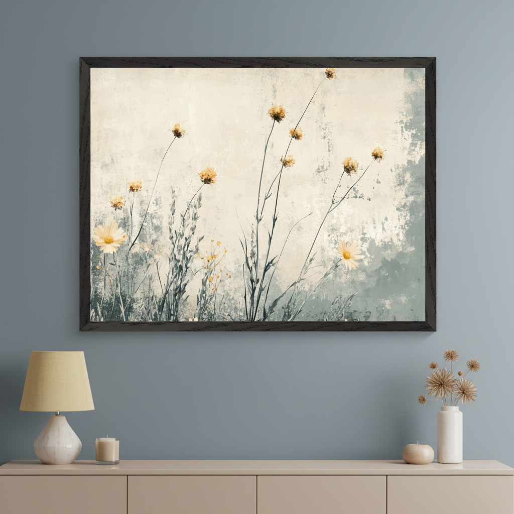 Field Serenity - Wildflowers Framed Wall Art for Living Room, Bedroom or Office