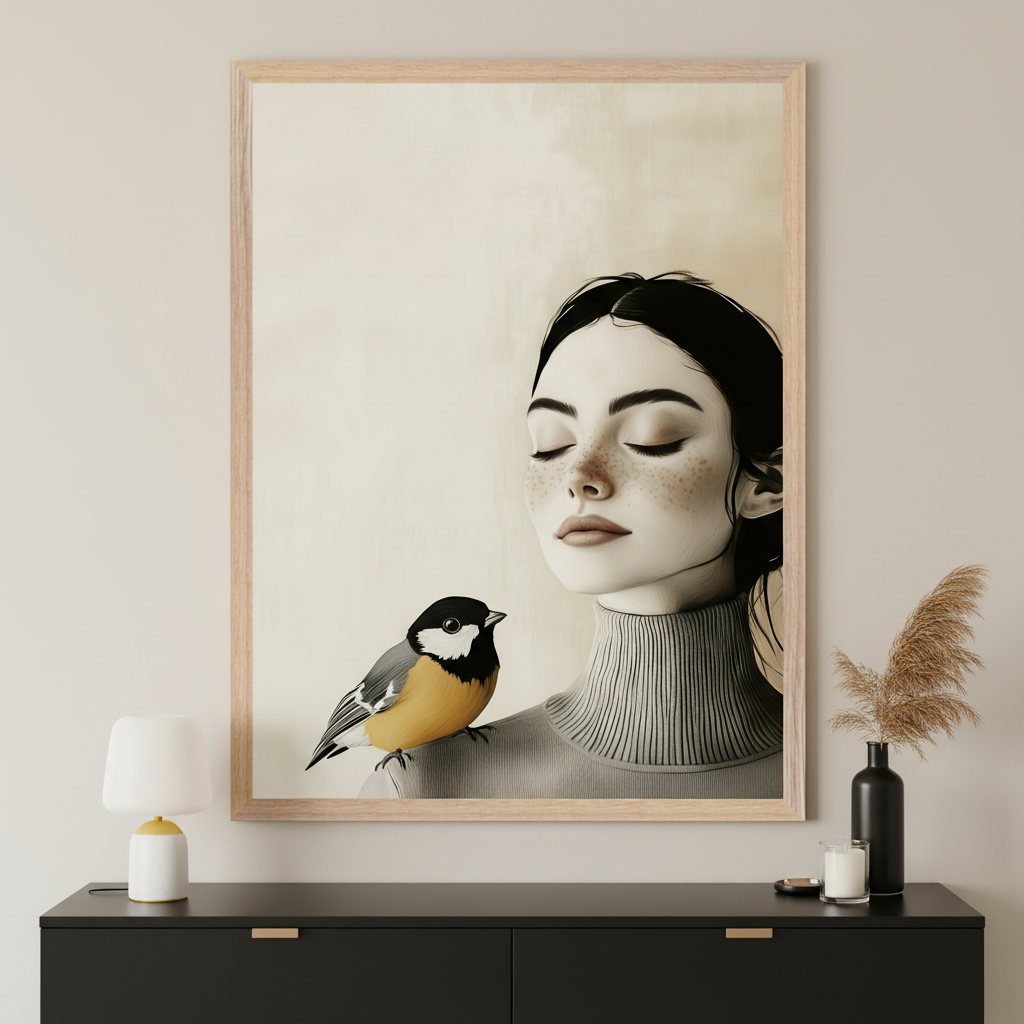 Gentle Melody - Woman Framed Wall Art for Living Room, Bedroom or Office