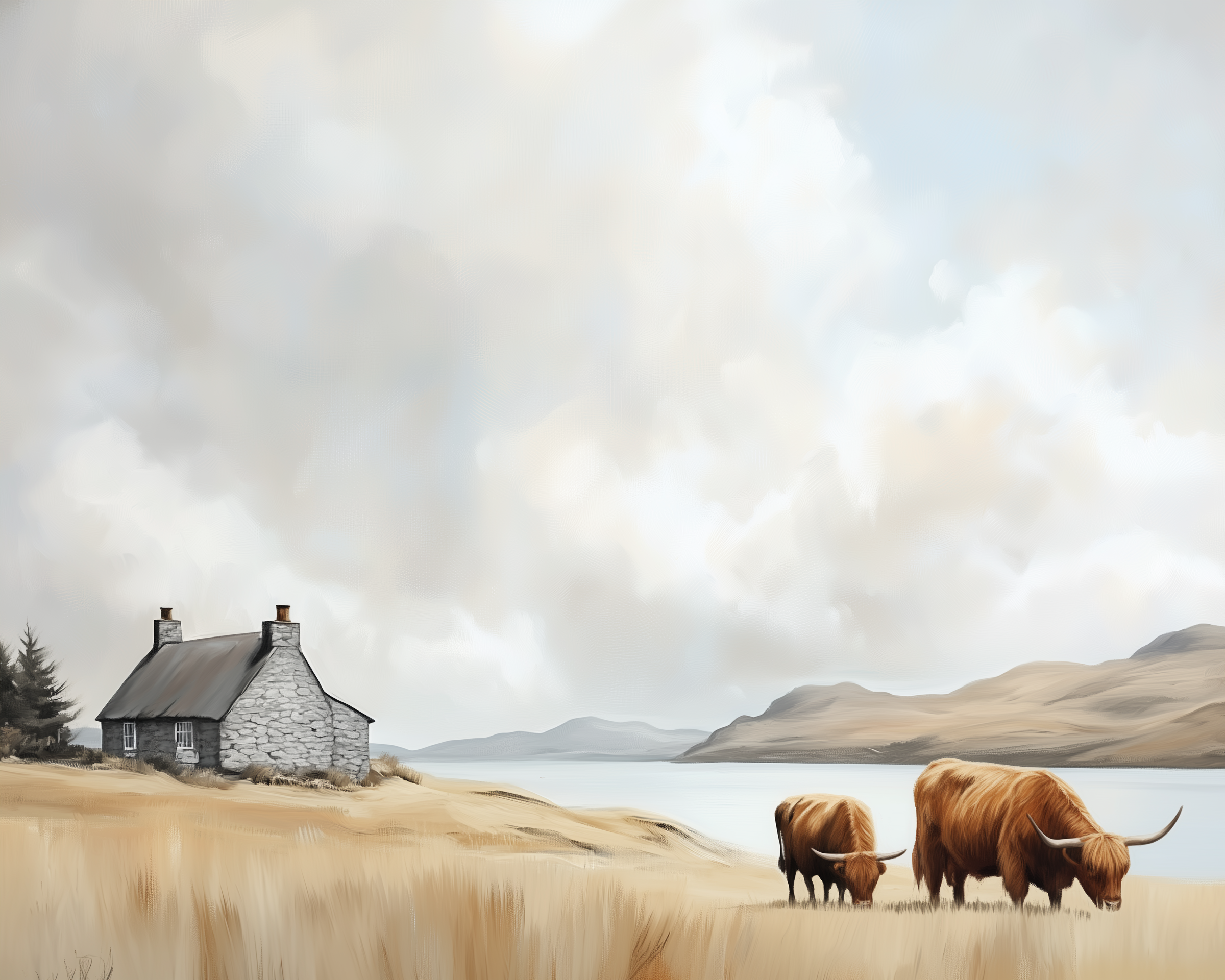 Whispering Moors - Cattle Framed Wall Art for Living Room, Bedroom or Office