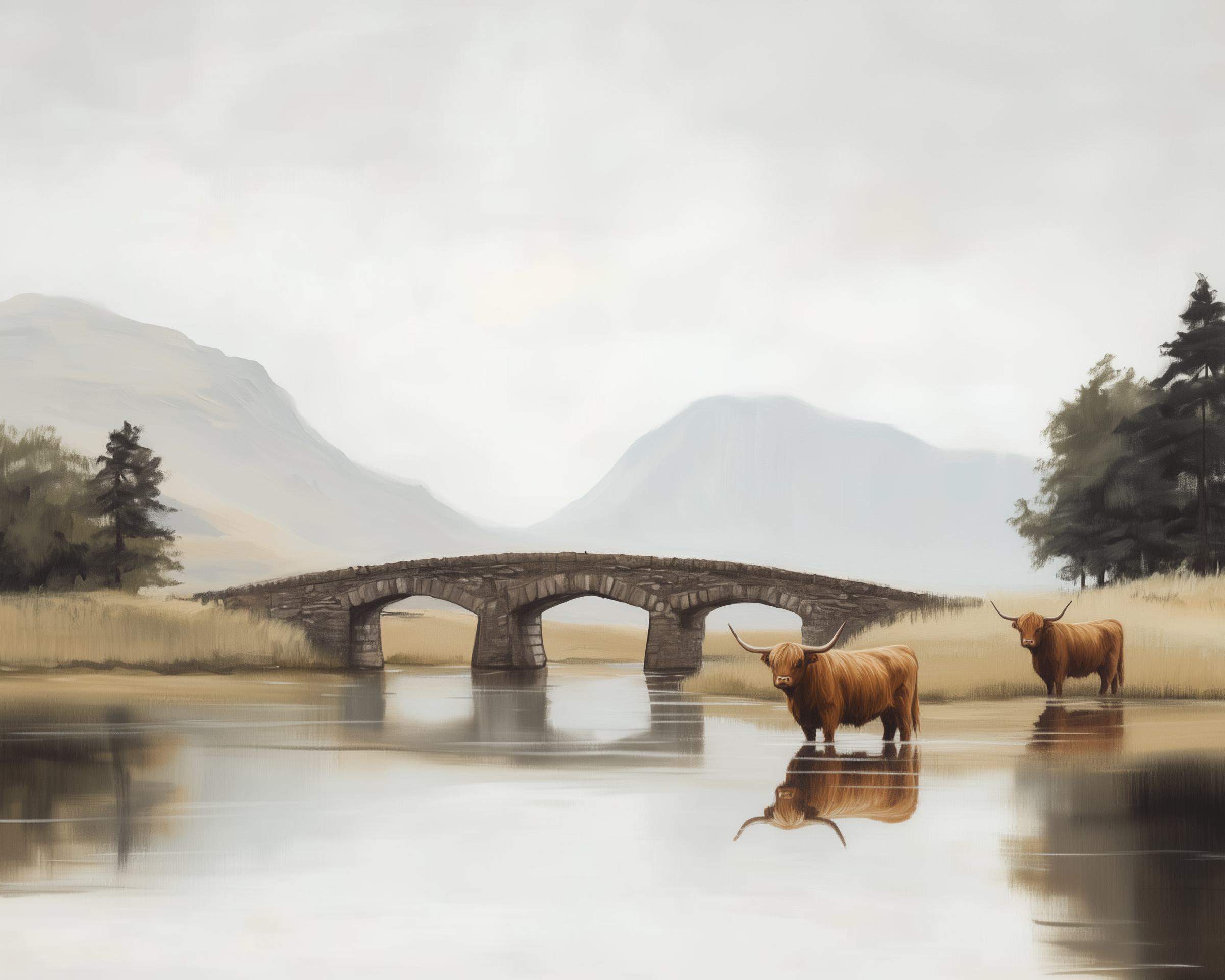 Ancient Arch Serene - Cows Framed Wall Art for Living Room, Bedroom or Office