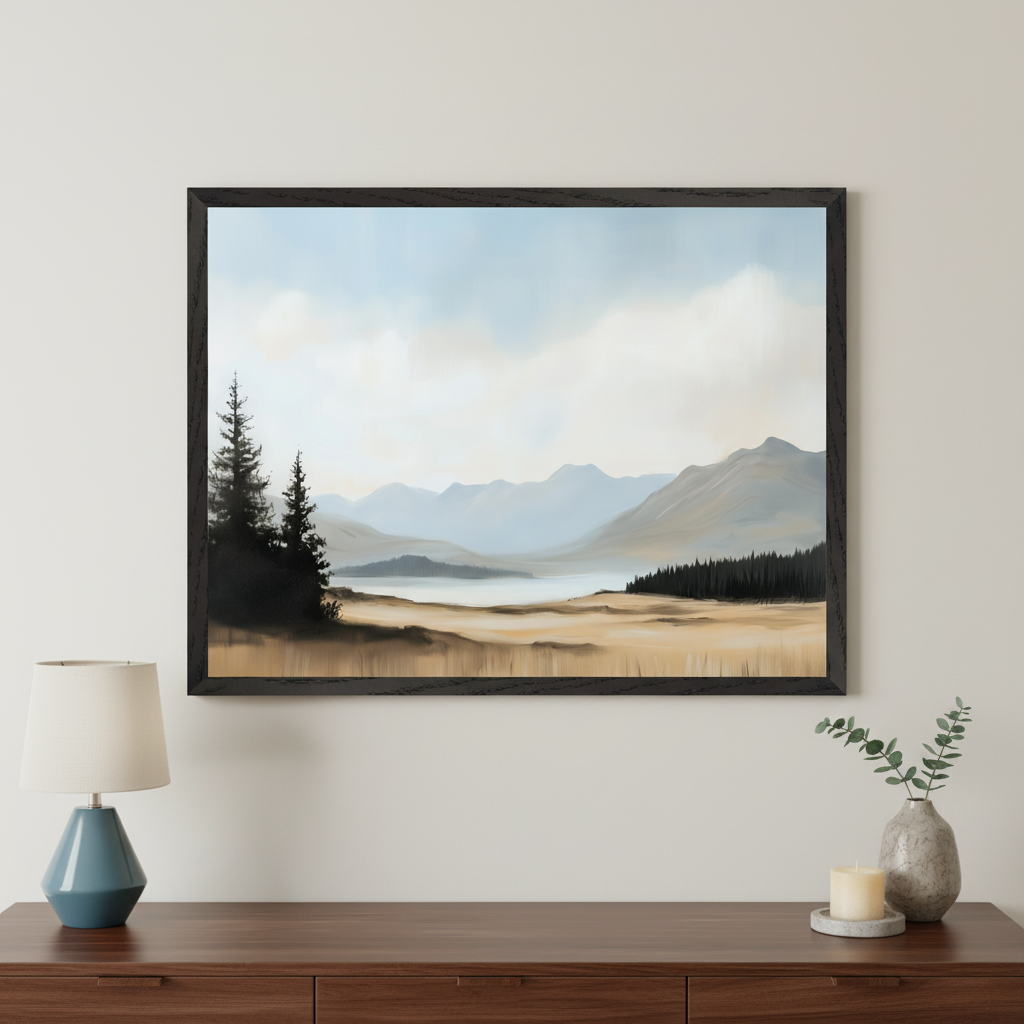 Hushed Horizon - Landscape Framed Wall Art for Living Room, Bedroom or Office