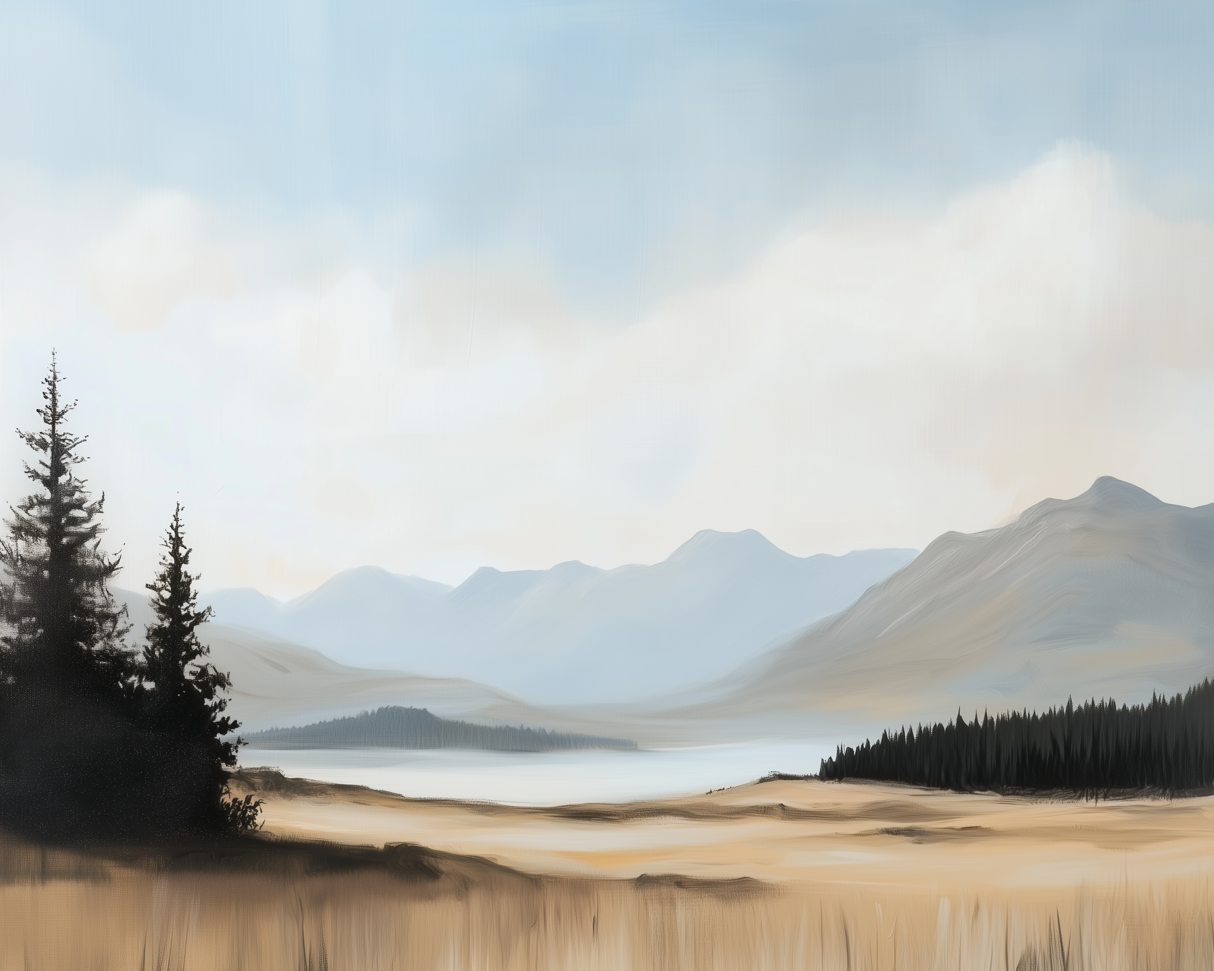 Hushed Horizon - Landscape Framed Wall Art for Living Room, Bedroom or Office