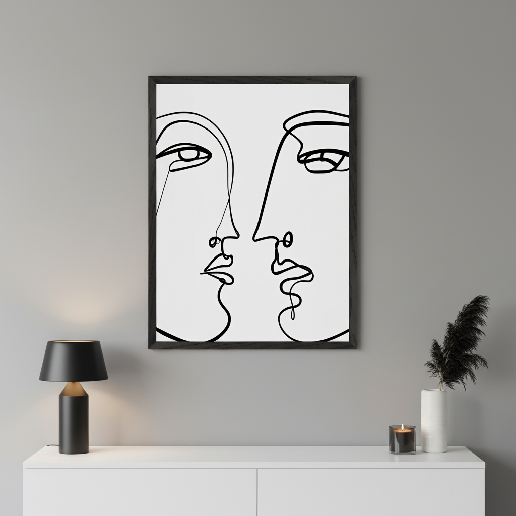 Abstract Thoughts - Faces Framed Wall Art for Living Room, Bedroom or Office