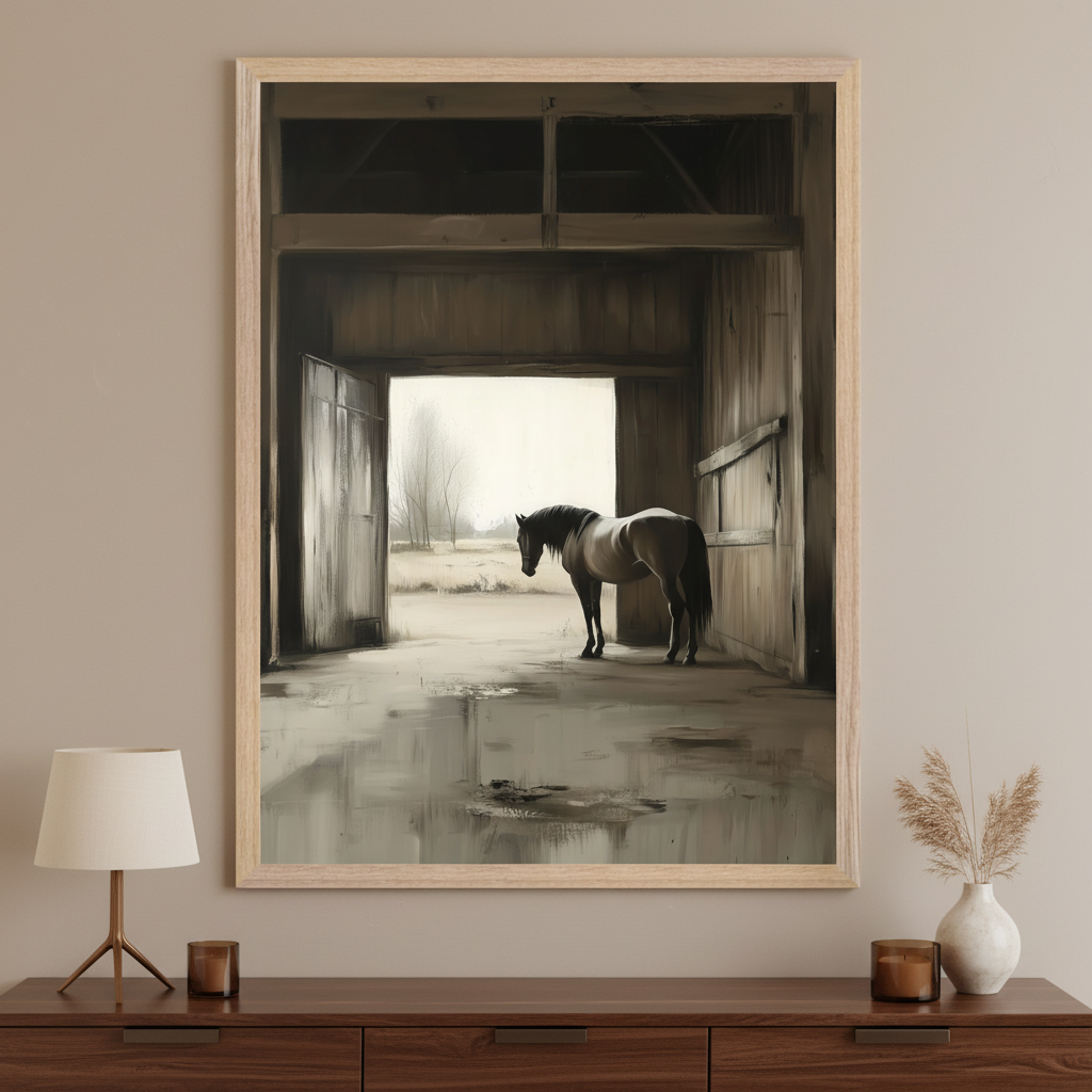 Rustic Watch - Horse Framed Wall Art for Living Room, Bedroom or Office