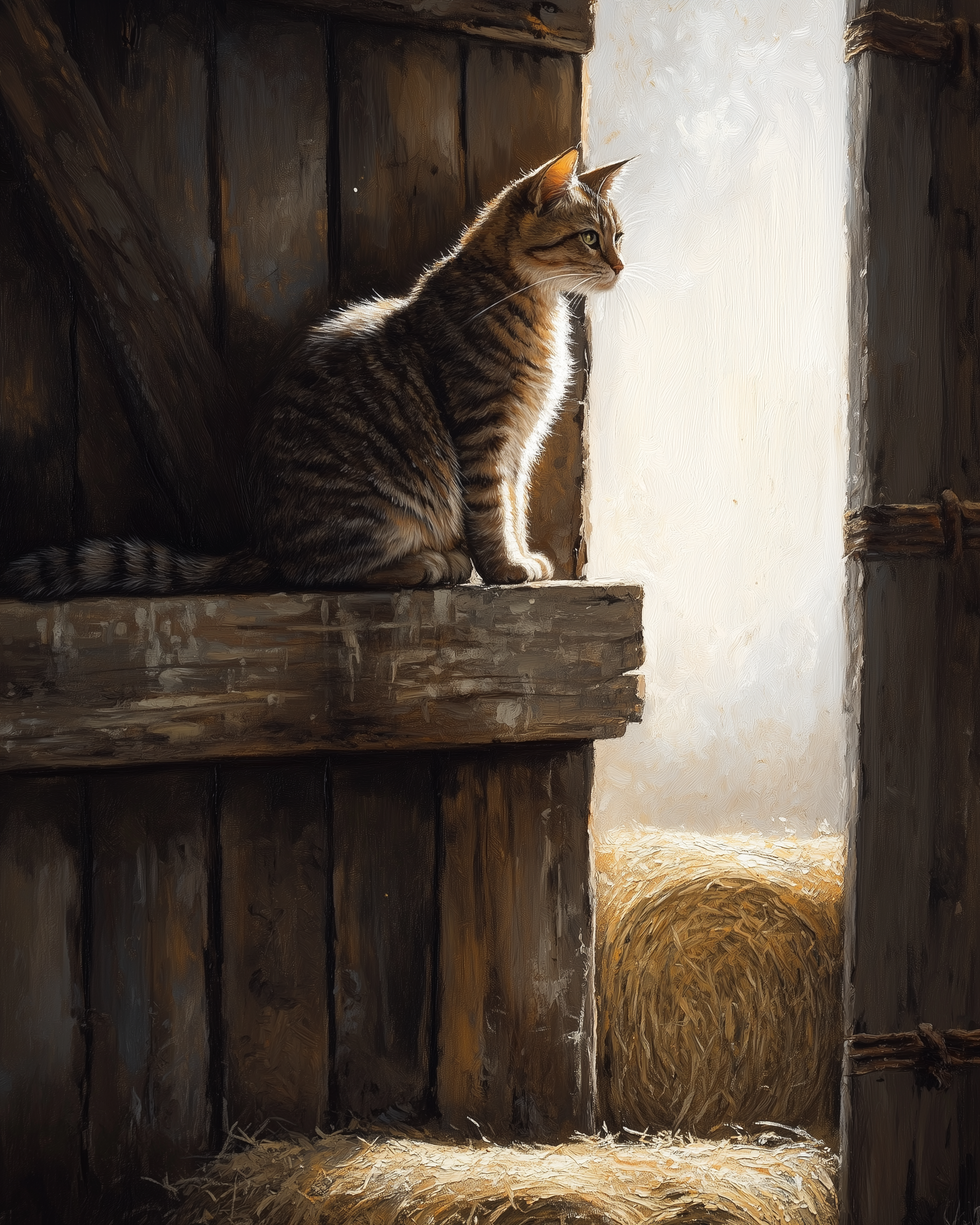 Barn Door Sanctuary - Cat Framed Wall Art for Living Room, Bedroom or Office