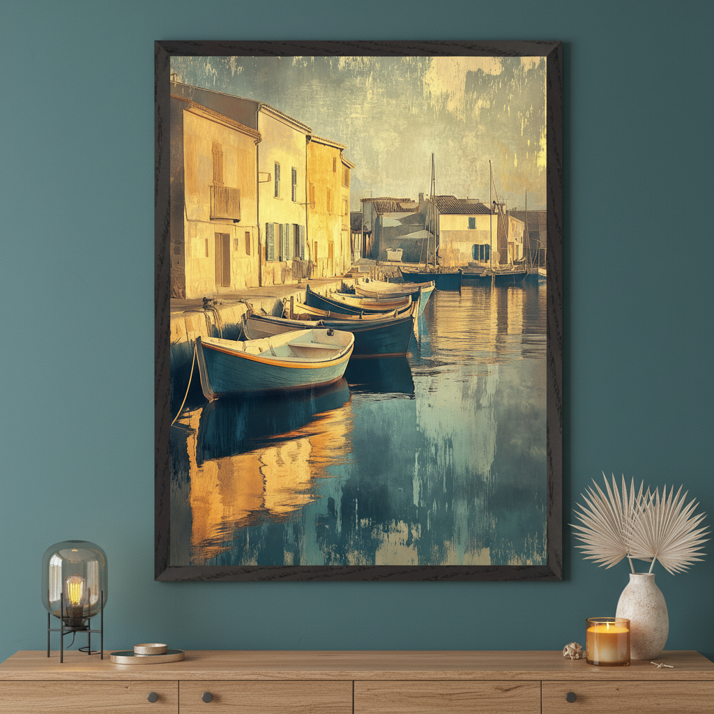 Painted Harbor - Harbor Framed Wall Art for Living Room, Bedroom or Office