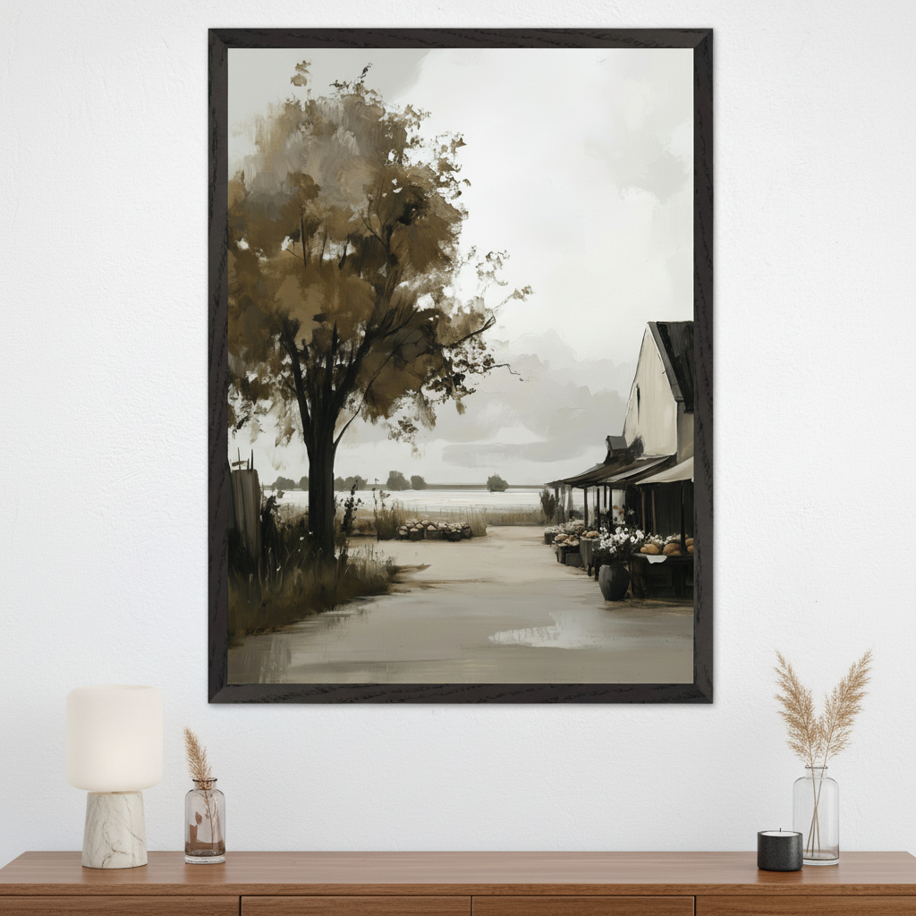 Shadowed Shore - Landscape Framed Wall Art for Living Room, Bedroom or Office