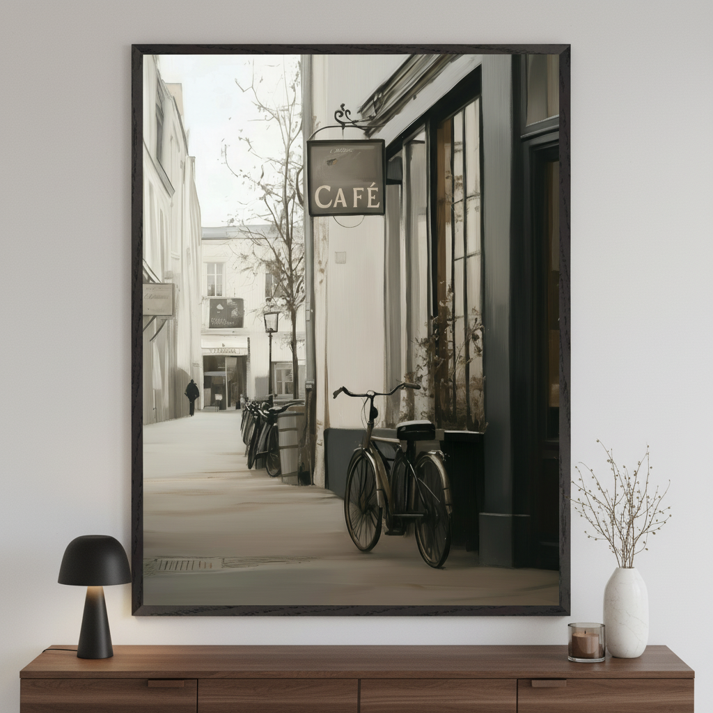Quiet Alley - Cafe Framed Wall Art for Living Room, Bedroom or Office