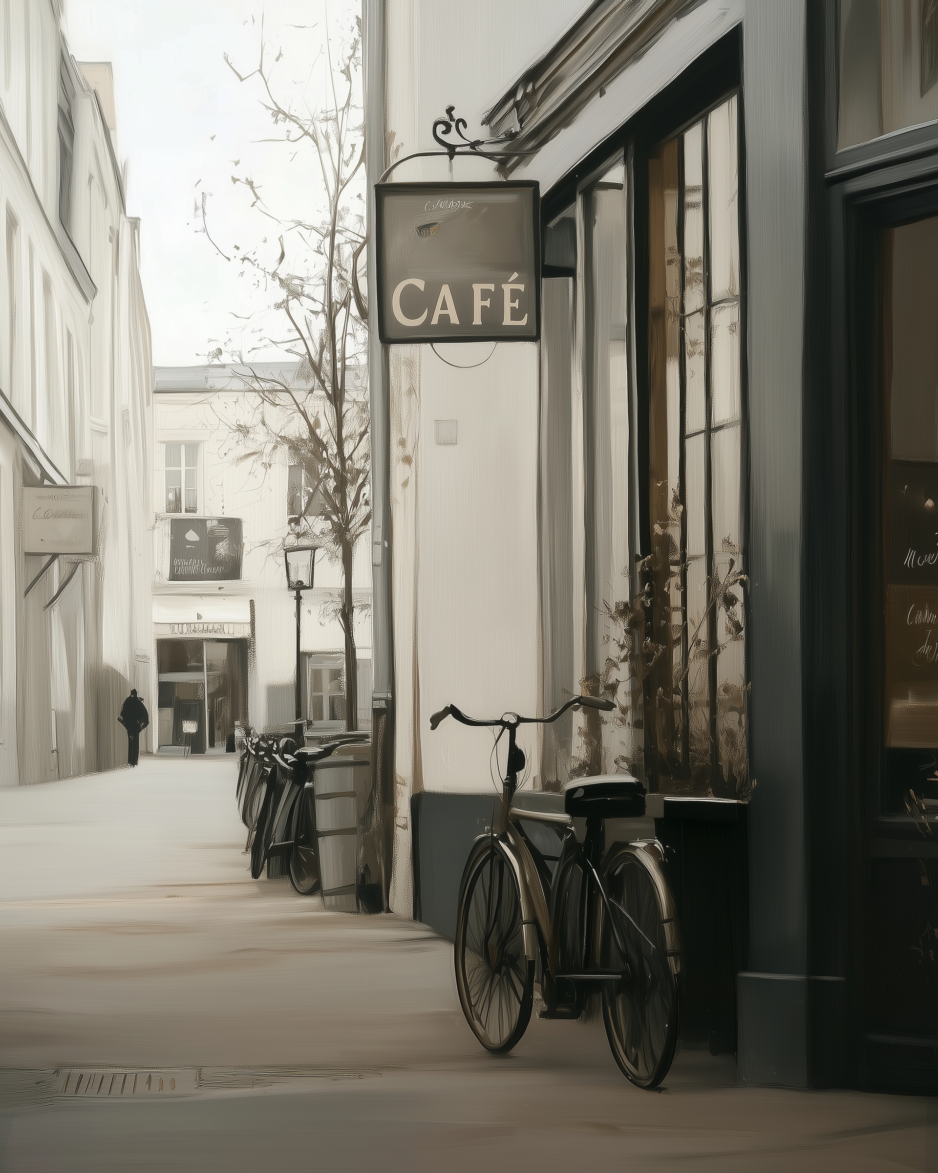 Quiet Alley - Cafe Framed Wall Art for Living Room, Bedroom or Office