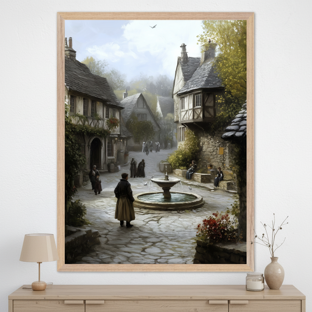Timeless Cobblestone - Village Framed Wall Art for Living Room, Bedroom or Office