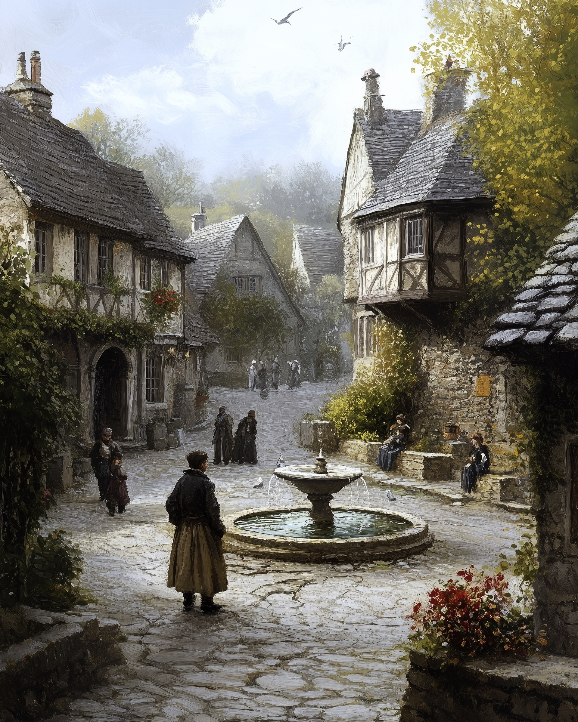 Timeless Cobblestone - Village Framed Wall Art for Living Room, Bedroom or Office