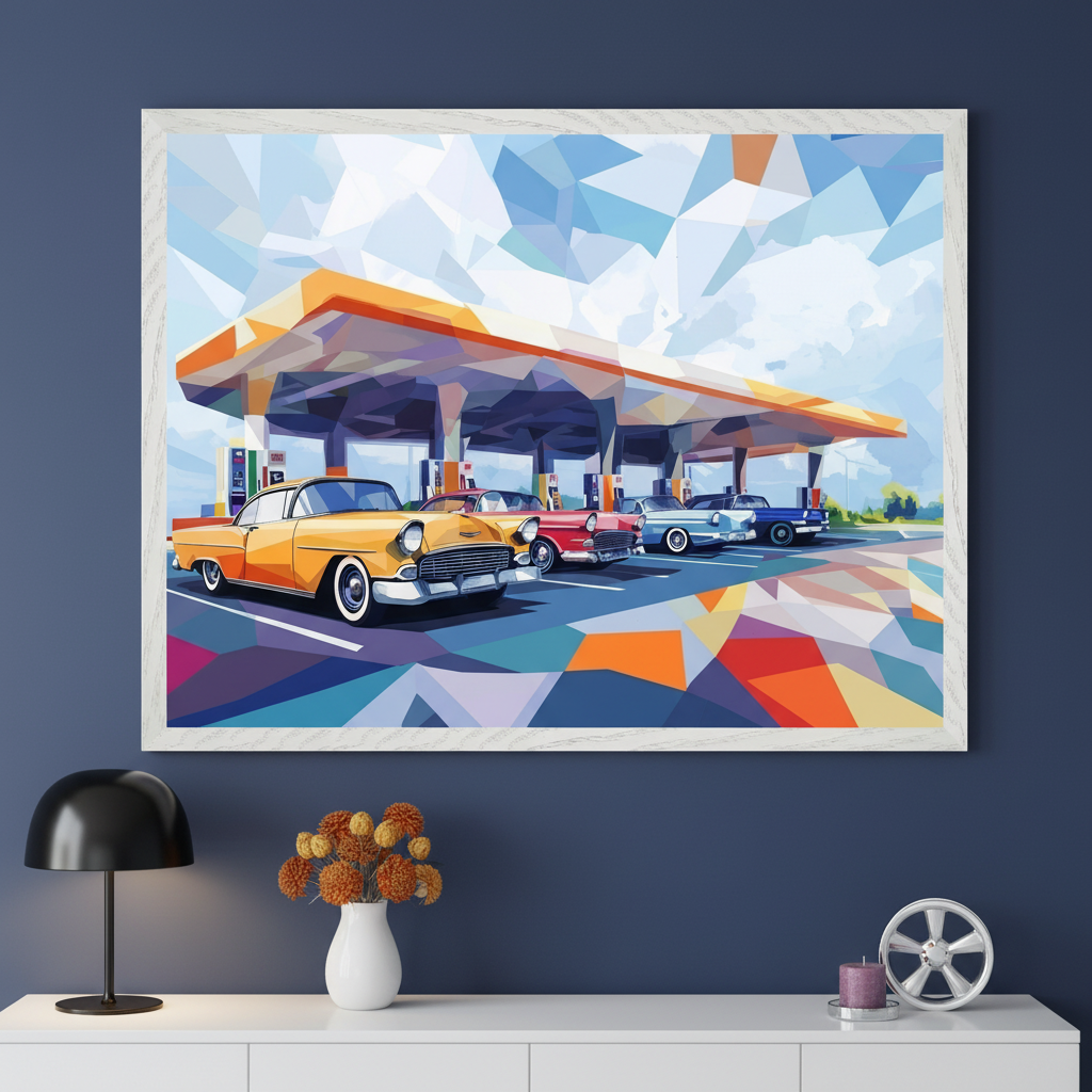 Golden Era Art - Cars Framed Wall Art for Living Room, Bedroom or Office