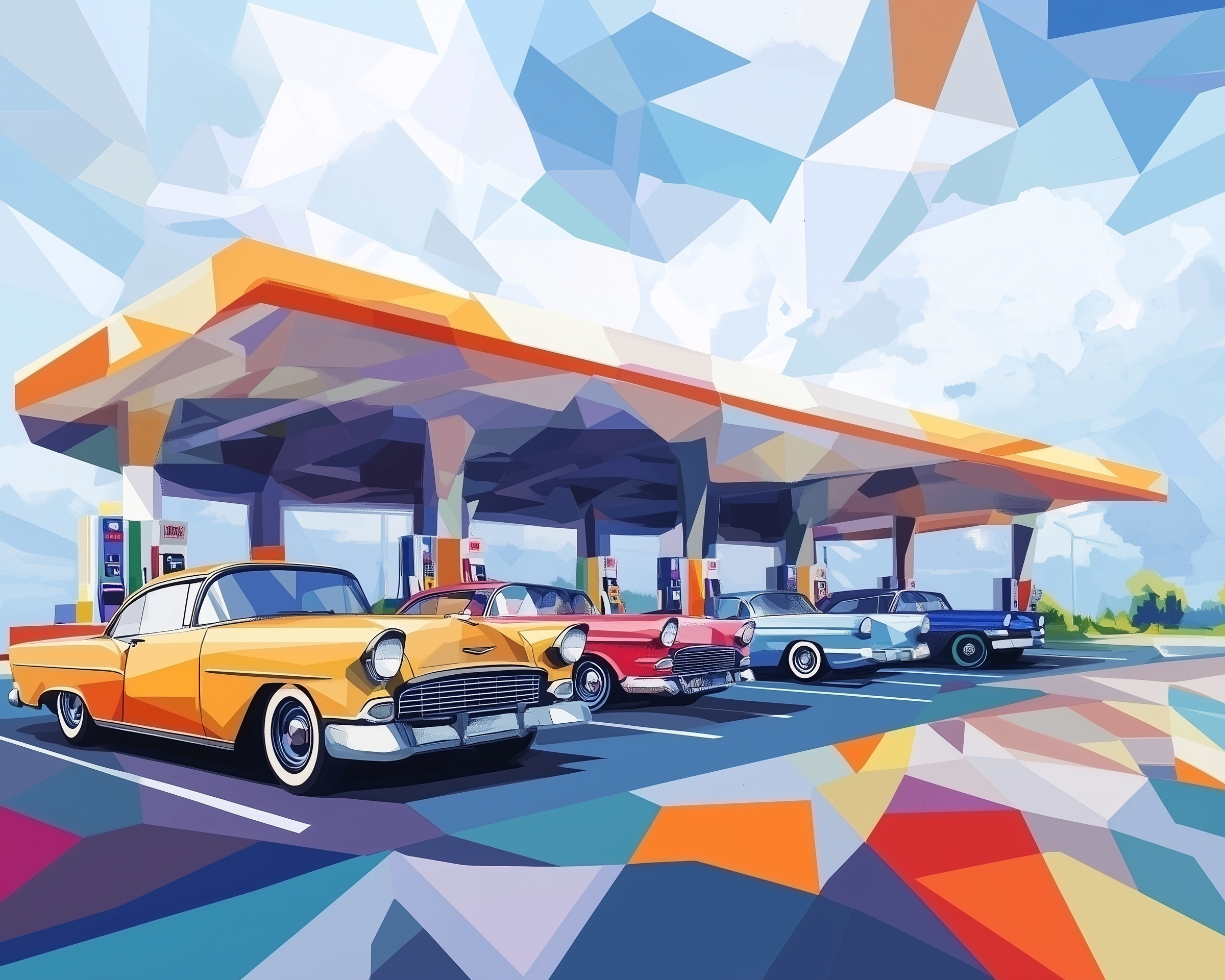 Golden Era Art - Cars Framed Wall Art for Living Room, Bedroom or Office