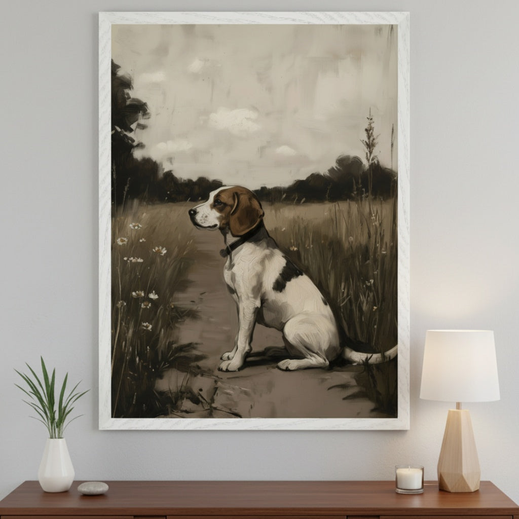 Meadow Watch - Dog Framed Wall Art for Living Room, Bedroom or Office