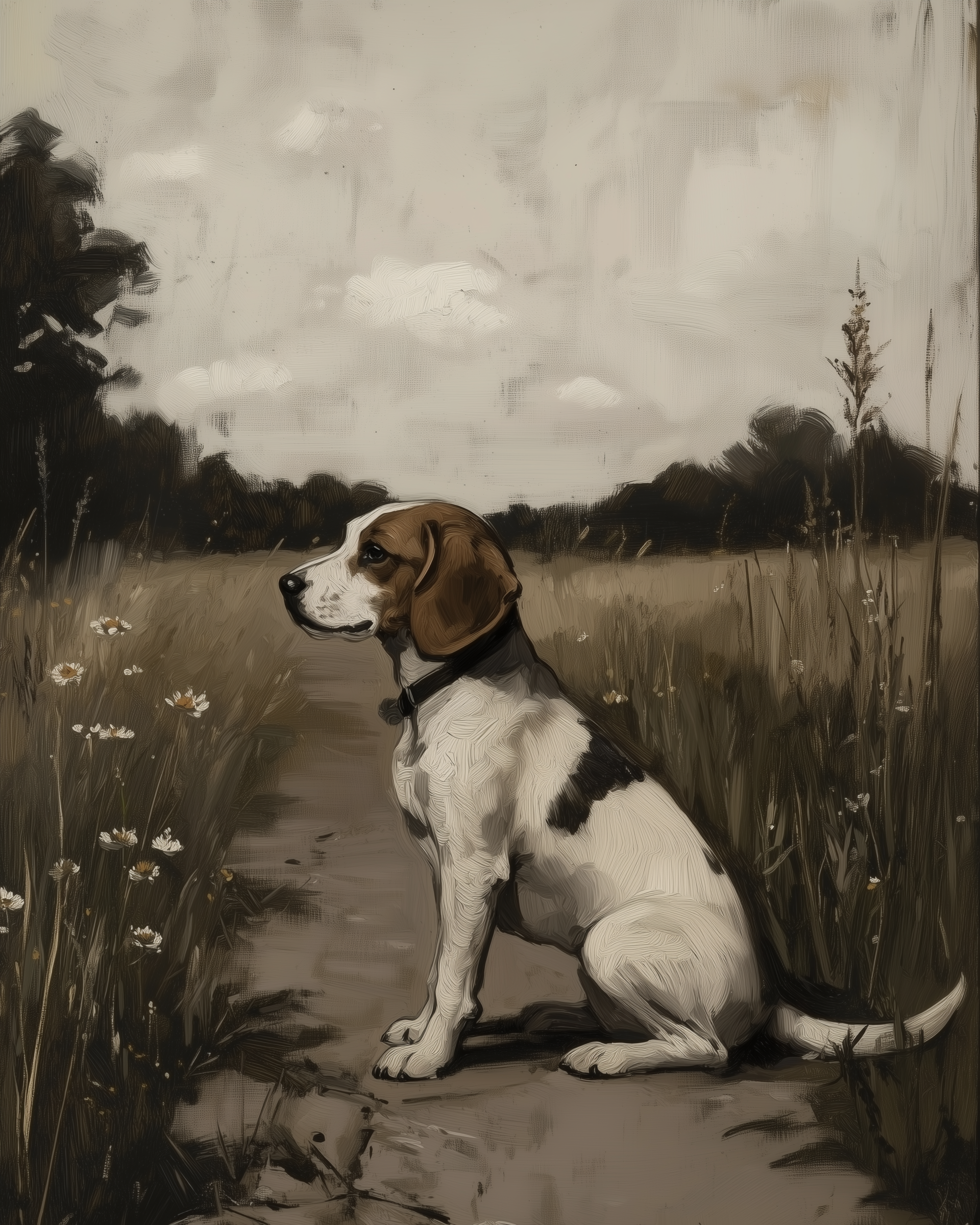 Meadow Watch - Dog Framed Wall Art for Living Room, Bedroom or Office