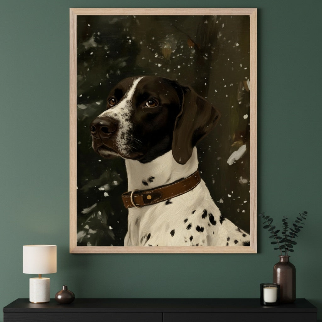 Snowfall Gaze - Dog Framed Wall Art for Living Room, Bedroom or Office