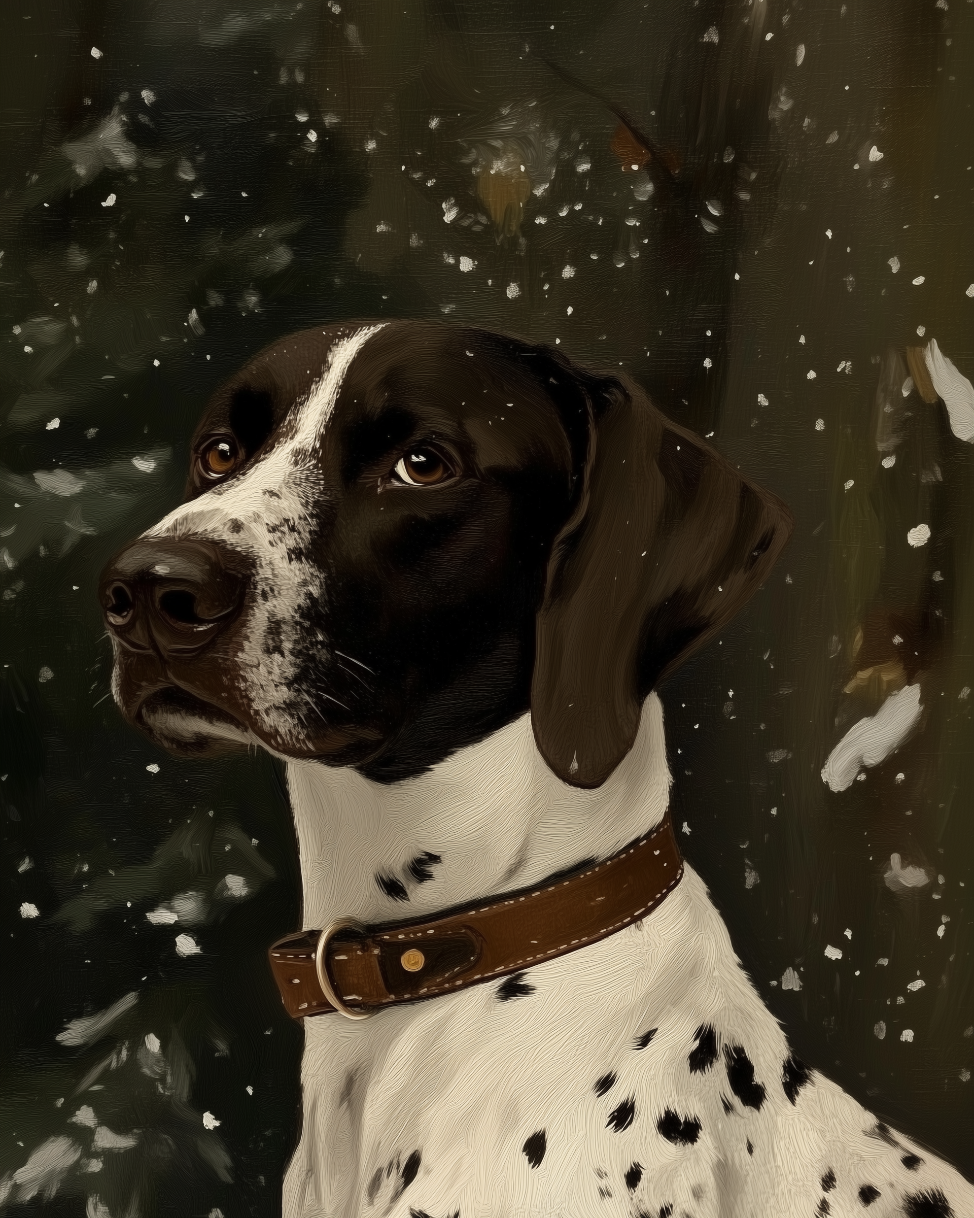 Snowfall Gaze - Dog Framed Wall Art for Living Room, Bedroom or Office