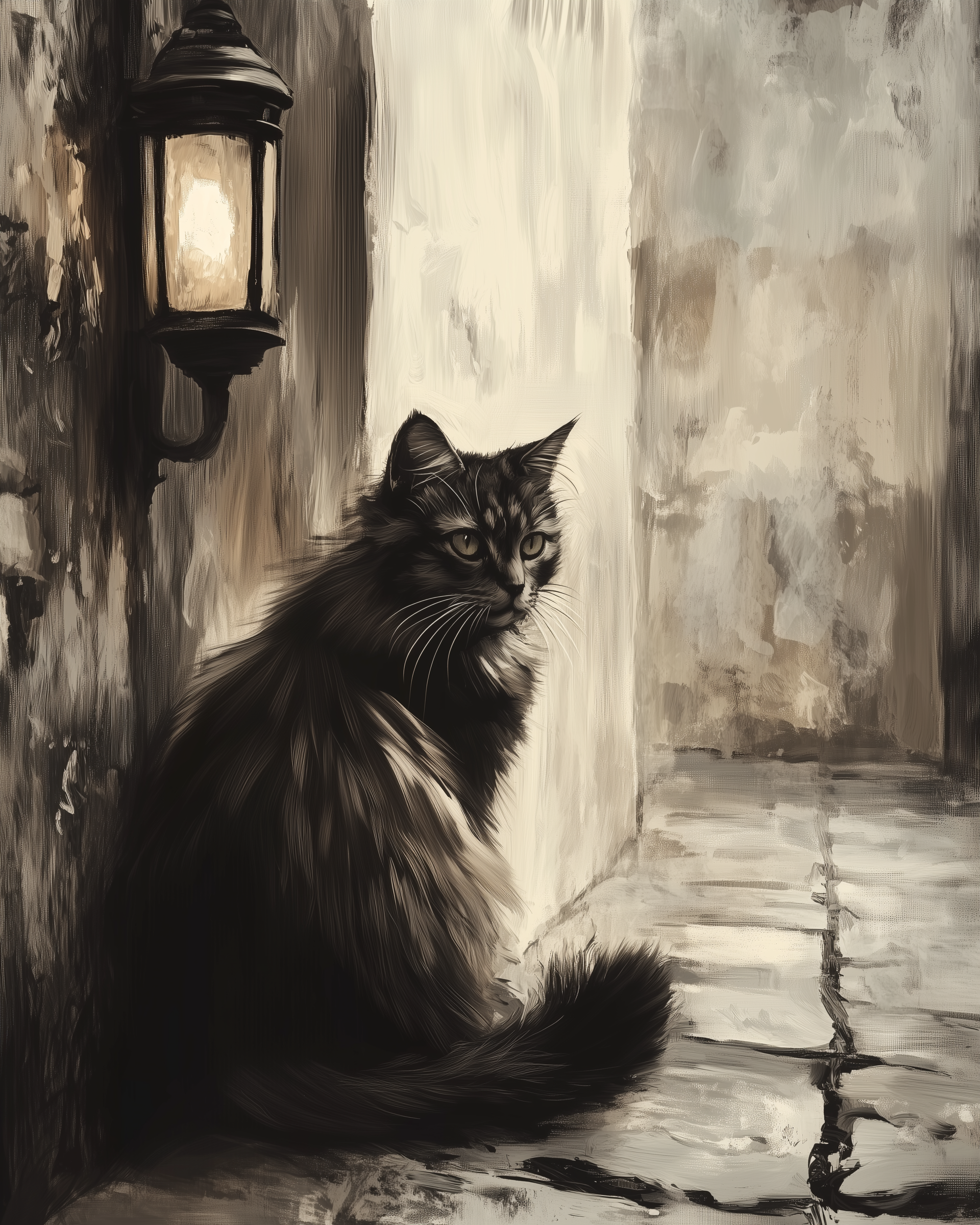 Pensive Gaze - Cat Framed Wall Art for Living Room, Bedroom or Office