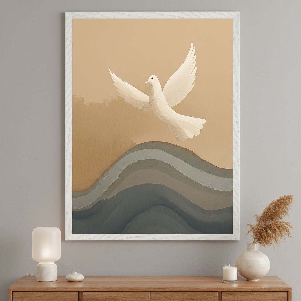Peaceful Ascent - Dove Framed Wall Art for Living Room, Bedroom or Office