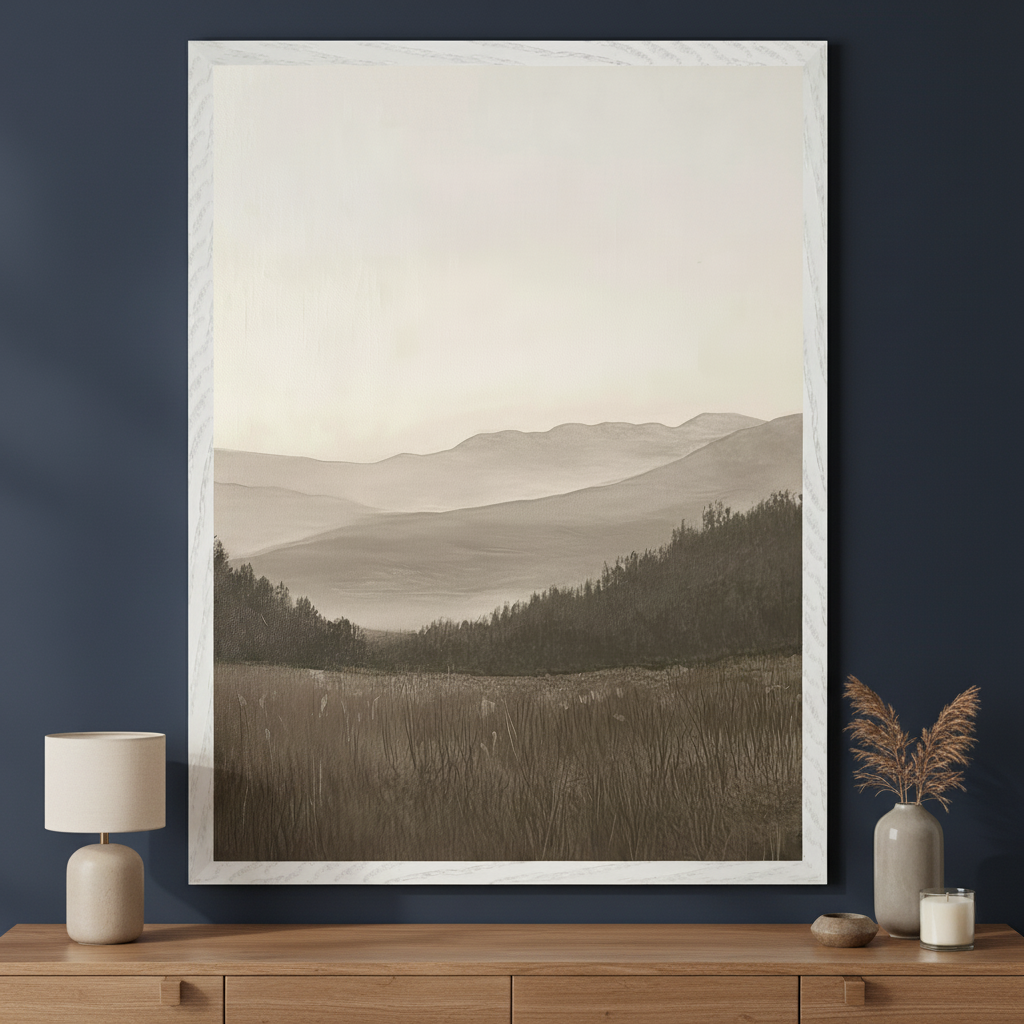 Misty Valley - Landscape Framed Wall Art for Living Room, Bedroom or Office