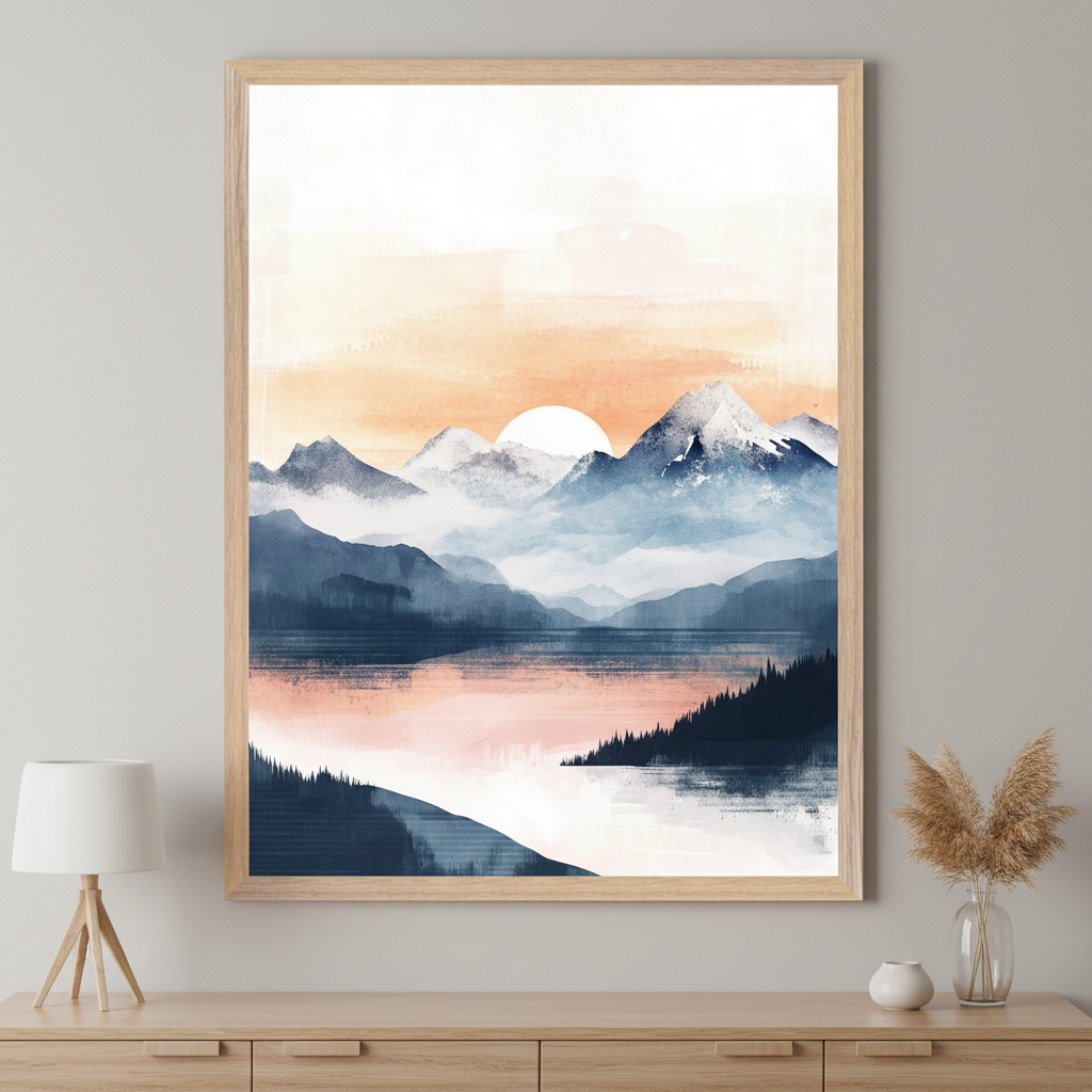 Alpine Dreamscape - Mountains Framed Wall Art for Living Room, Bedroom or Office