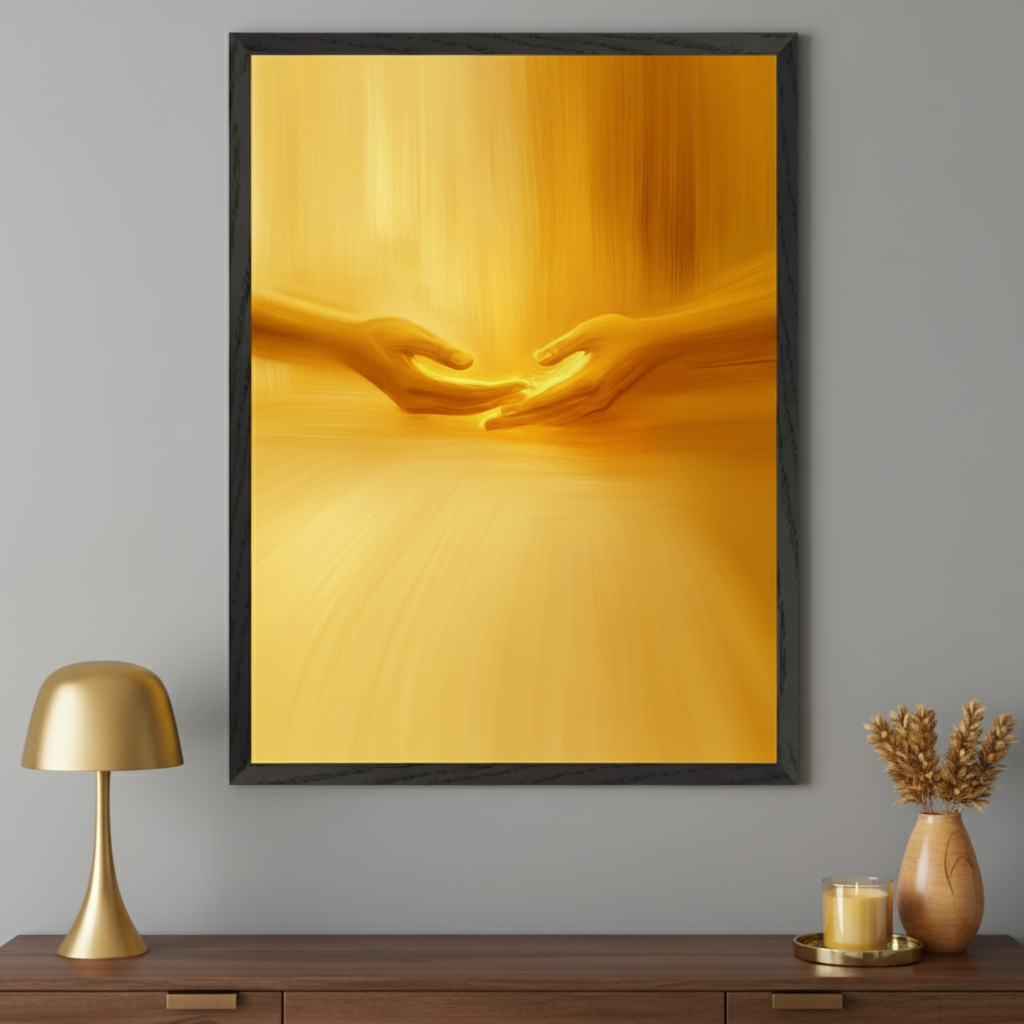 Radiant Connection - Hands Framed Wall Art for Living Room, Bedroom or Office