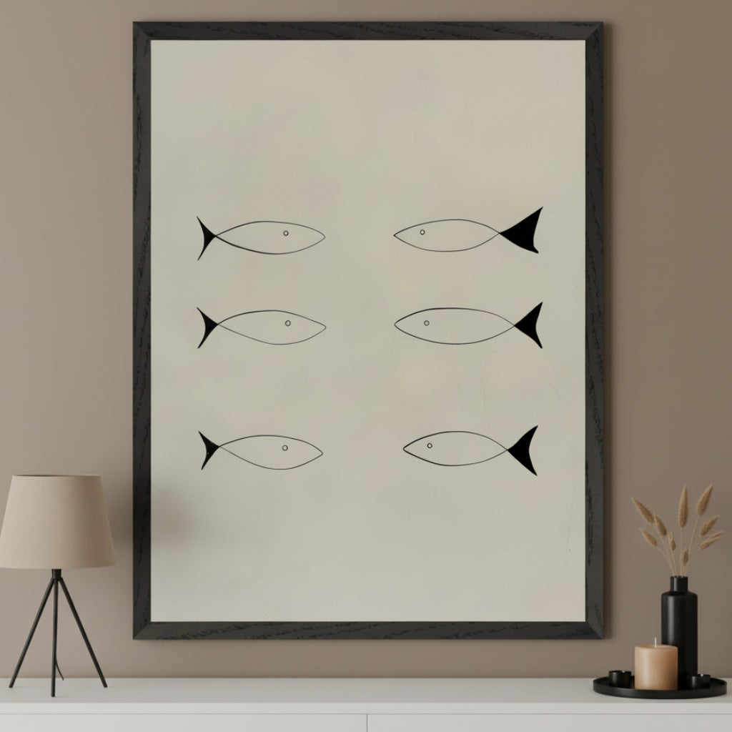 Aquatic Forms - Fish Framed Wall Art for Living Room, Bedroom or Office