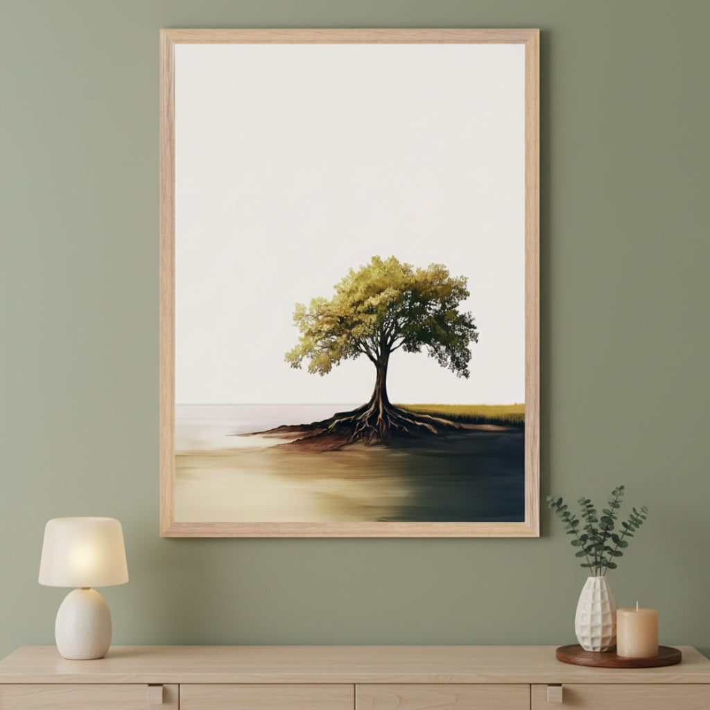 Rooted Serenity - Tree Framed Wall Art for Living Room, Bedroom or Office