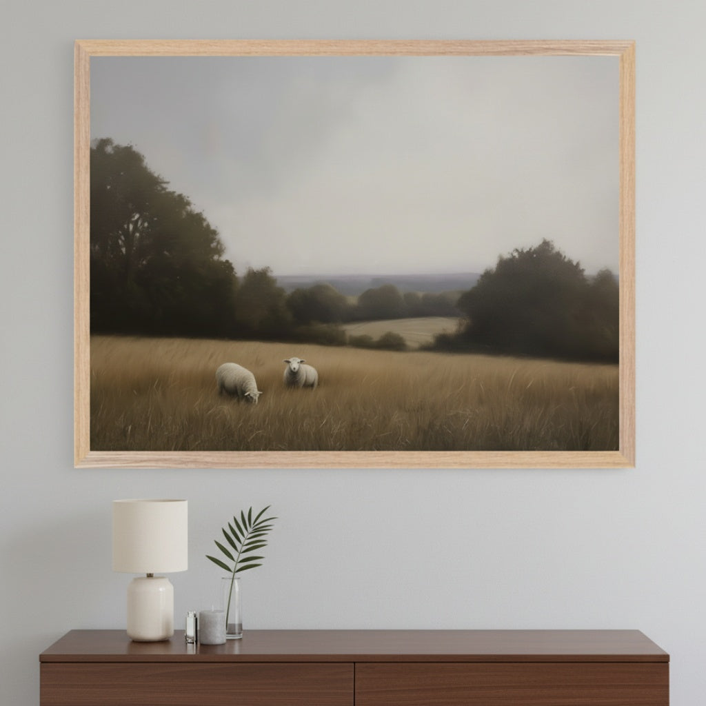 Rural Serenity - Sheep Framed Wall Art for Living Room, Bedroom or Office