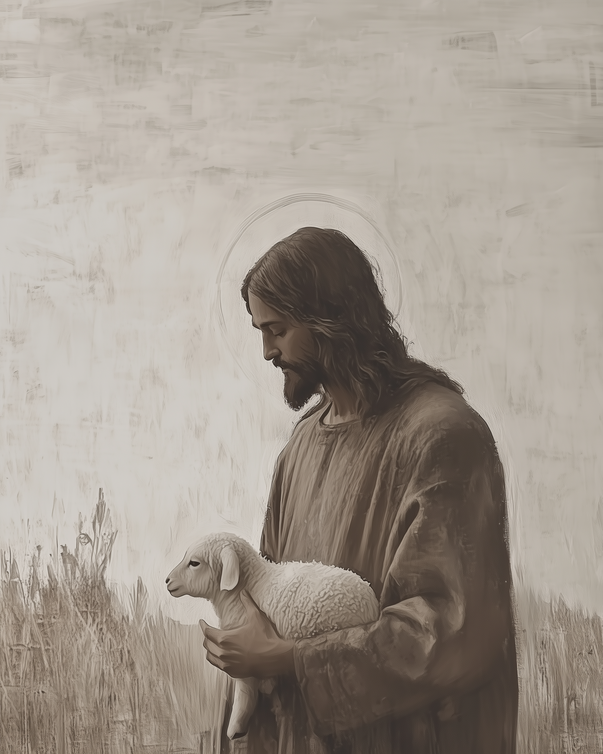 Gentle Shepherd - Jesus Framed Wall Art for Living Room, Bedroom or Office