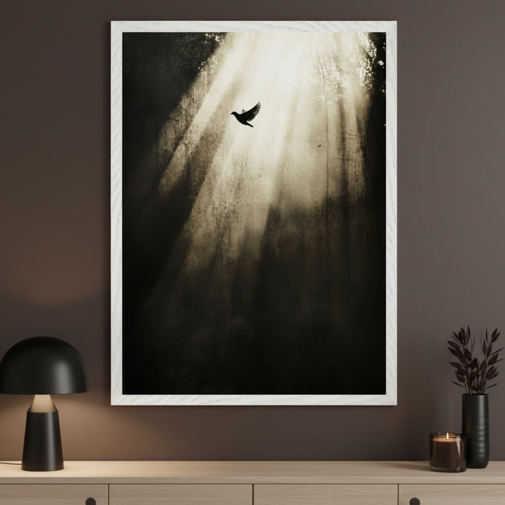 Glimmering Hope - Bird Framed Wall Art for Living Room, Bedroom or Office