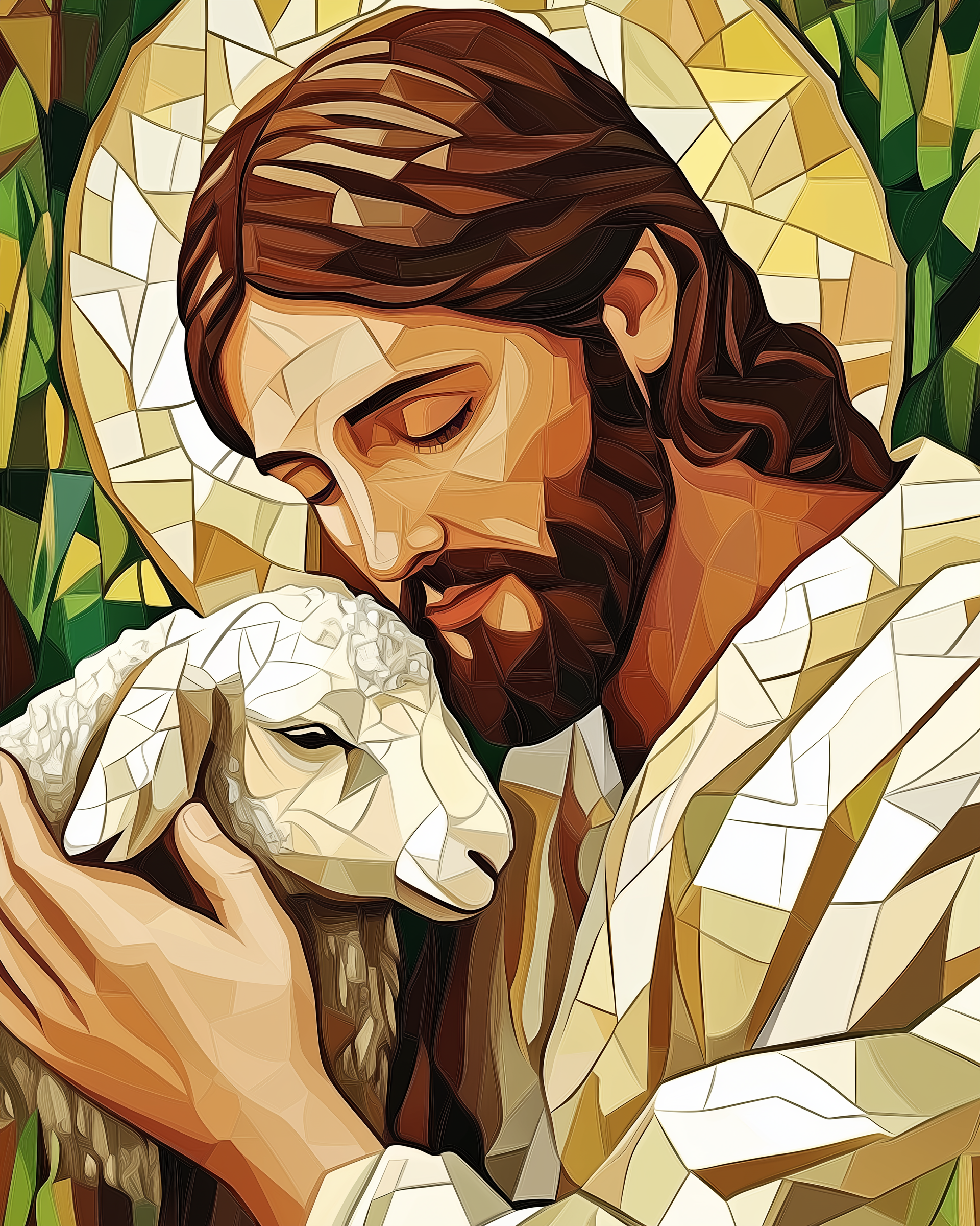 Divine Embrace - Good Shepherd Jesus Framed Wall Art for Living Room, Bedroom or Office