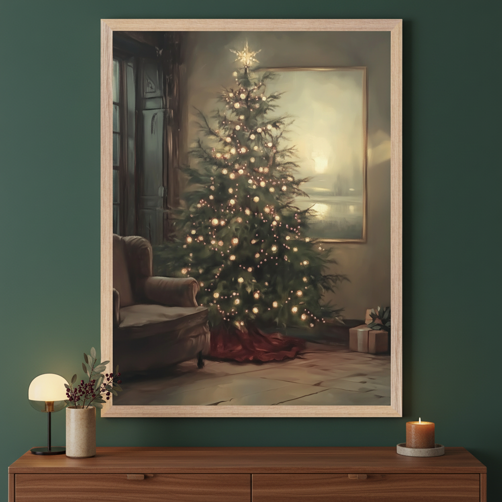 Winter Radiance - Christmas Framed Wall Art for Living Room, Bedroom or Office
